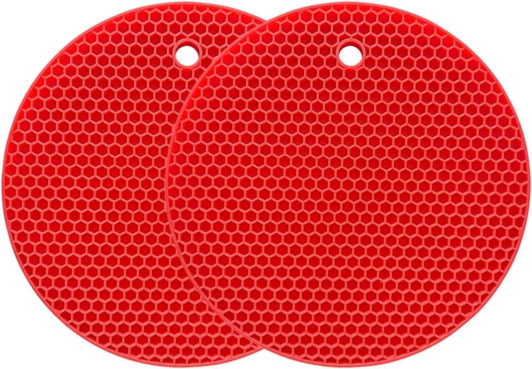 Silikon-untersetzer – 2er-set – Lebensmittelechtes Silikon – Hitzebeständig Bis 240 °c – Küchen- Und Tischgeschirr – Rot, 18 Cm