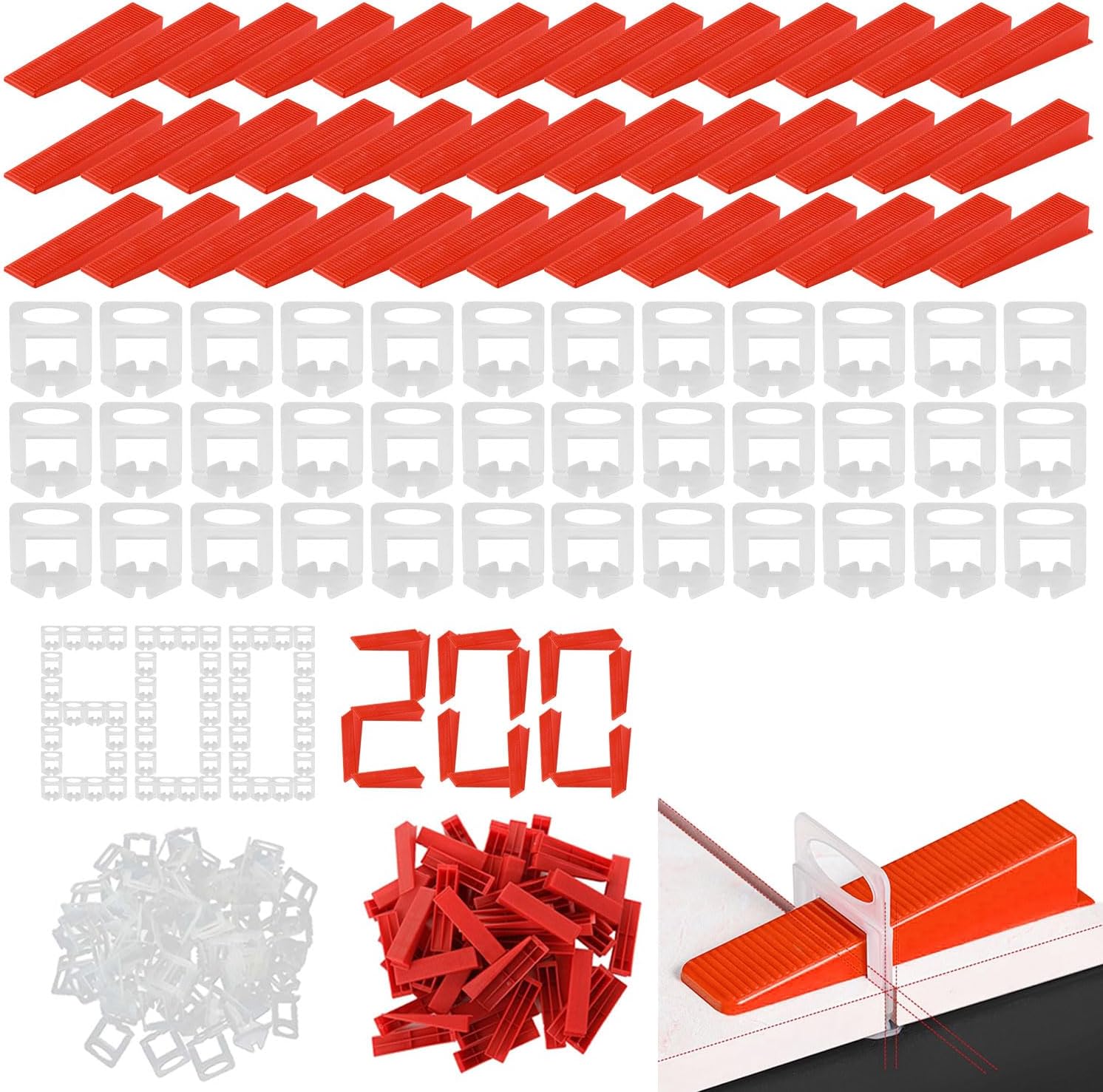 Fliesenausgleichsset – 800 Teile – Robustes Pp – 2 Mm Selbstnivellierungssystem – Für Innenböden Und -wände – Für 3–16 Mm Fliesen