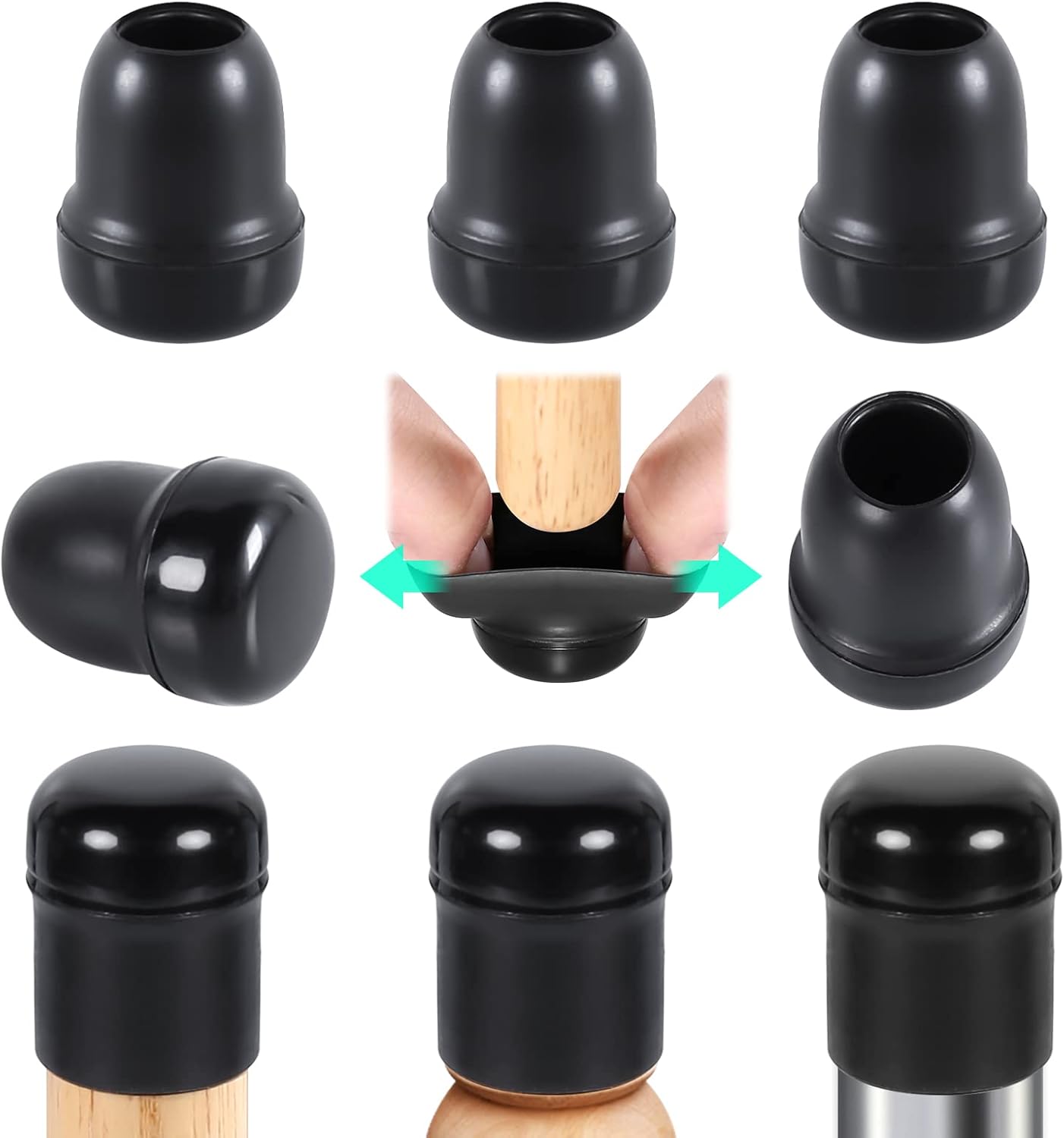 24 Silikon-stuhlgleiter – Teflon, 14–20 Mm – Kratzfeste Bodenschoner – Geräuschloses Gleiten – Für Den Innen- Und Außenbereich – Schwarz
