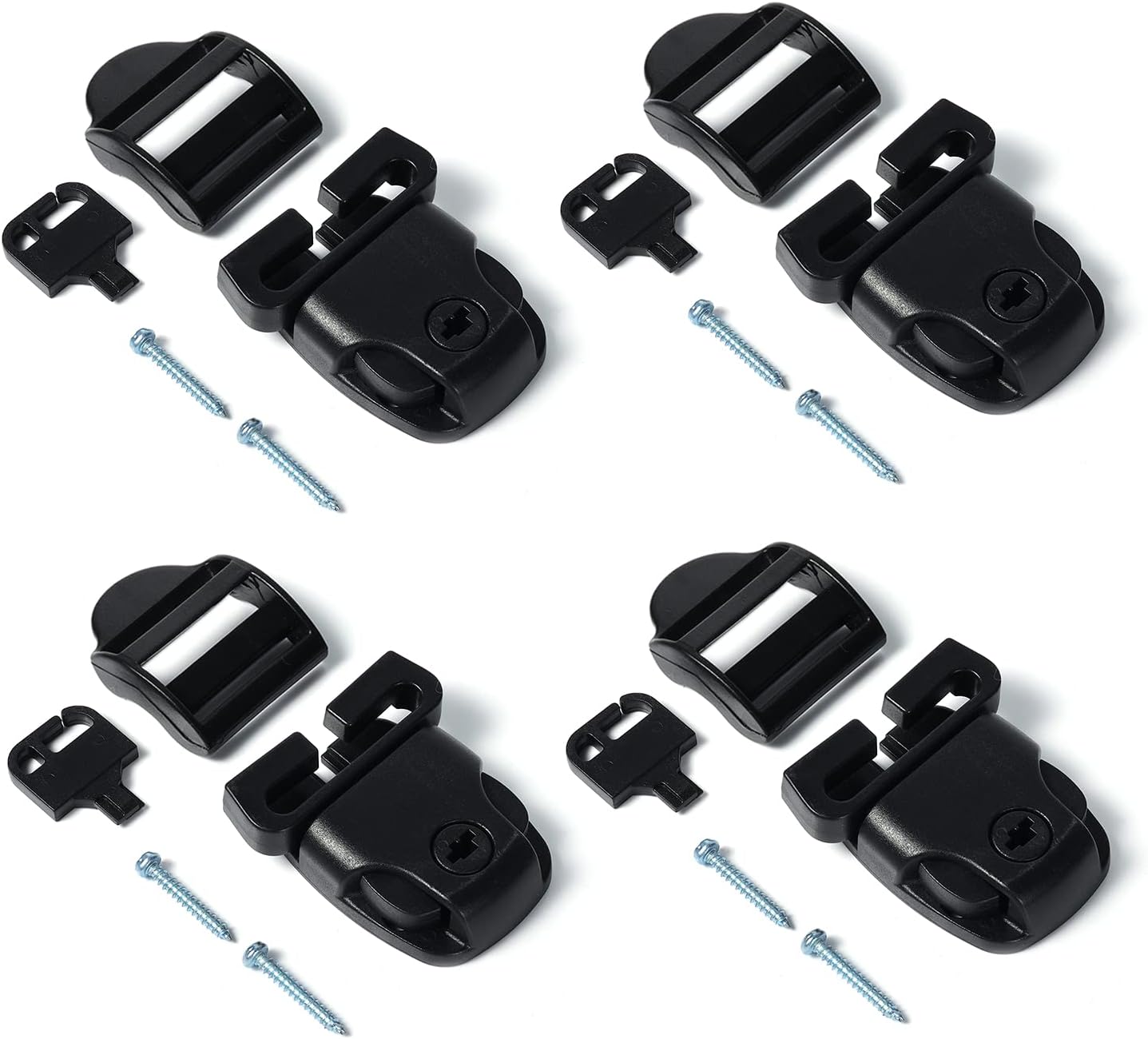 4-teiliges Whirlpool-verriegelungsset – Schwarzer Kunststoff – Sichere Verriegelung Mit Schlüssel – Für Gurte Mit 25–33 Mm Breite – Whirlpool-wartung