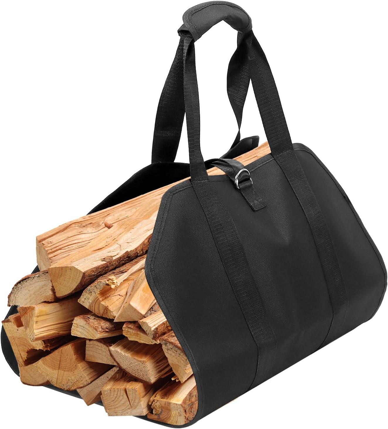 Holztragetasche – 1 Stück – 900d Oxford-gewebe – Seitliche Öffnung Und Verstärkte Griffe – Für Kamin Und Außenbereich – 100 X 46 Cm, Schwarz