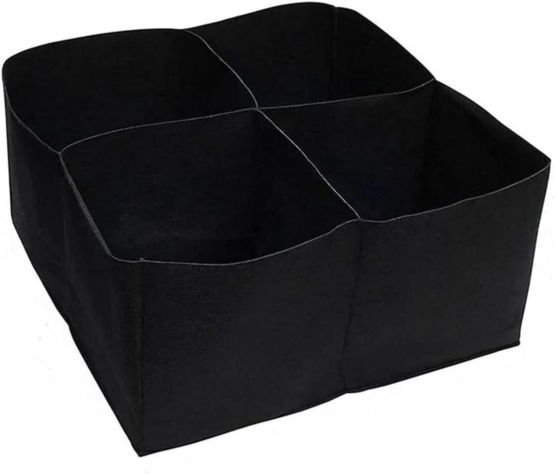 2er-set Pflanzsäcke – Quadratisch 60 X 60 X 30 Cm – Schwarzer Filz – 4 Fächer – Optimale Drainage – Für Gemüse Und Blumen