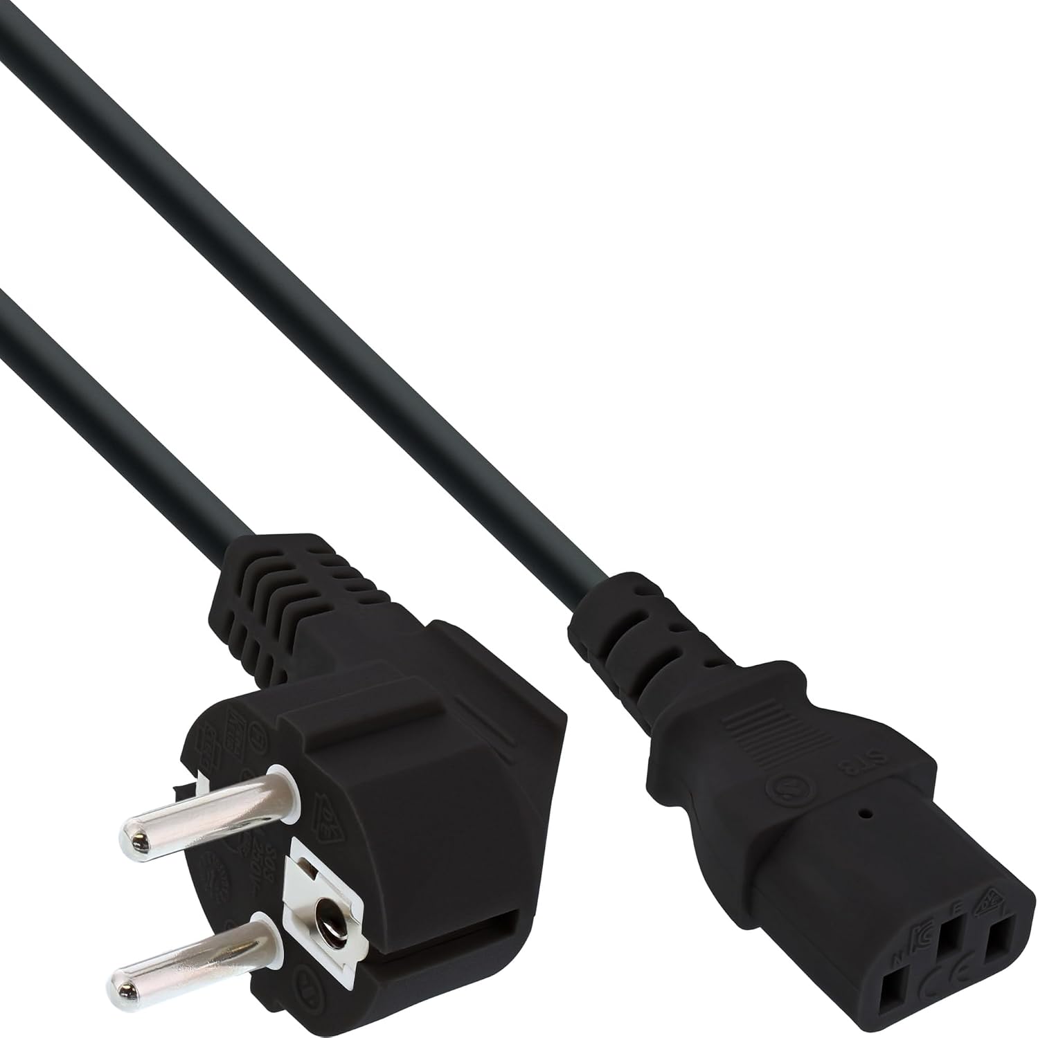 Netzkabel – 1 Stück – Schwarzes Pvc – C13-winkelstecker – Für Computergeräte – 0,3 M