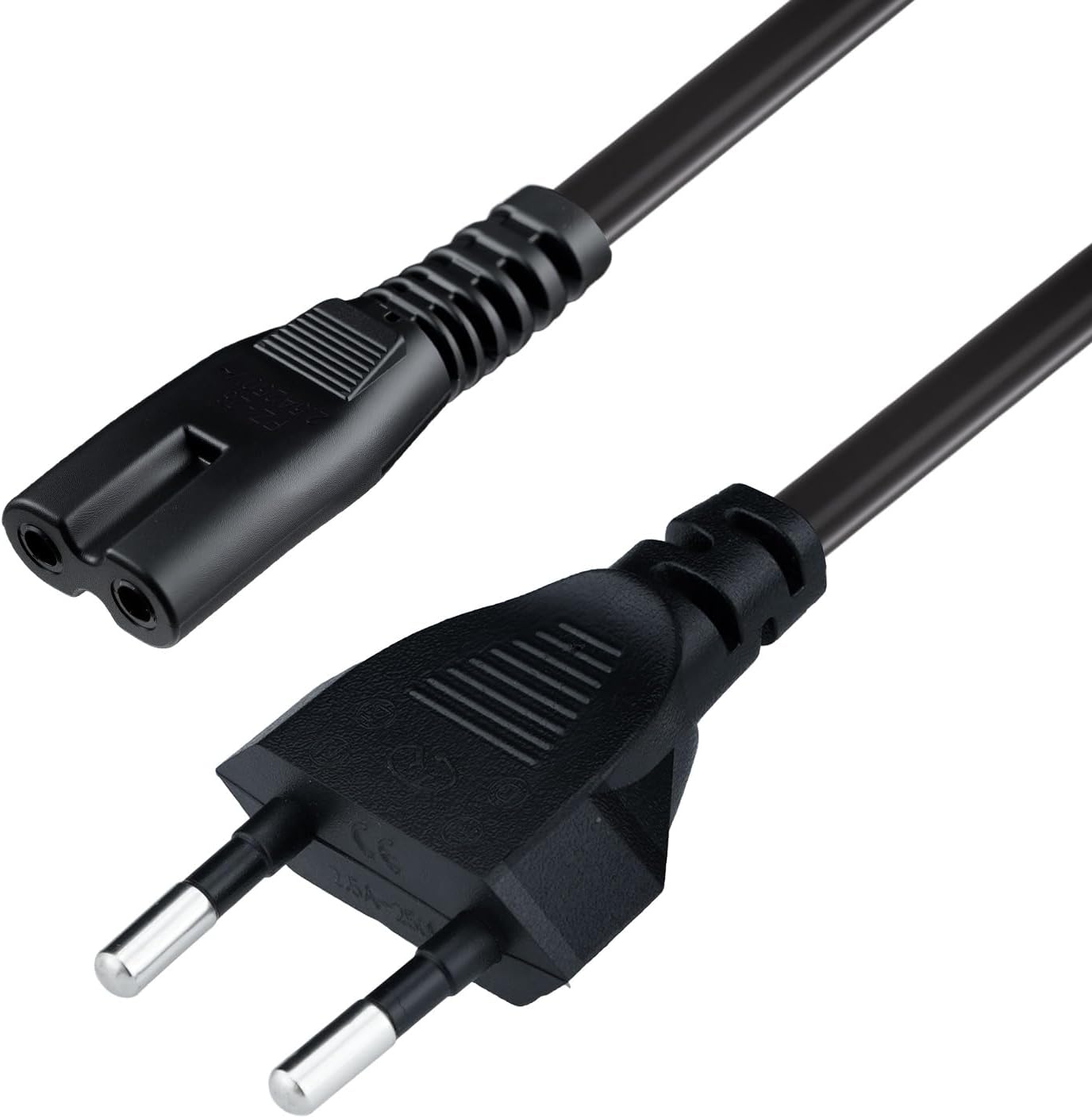 C7-netzkabel – 1,5 M – Eu-stecker, Zweipolig – Für Konsolen Und Elektronikgeräte – Schwarz