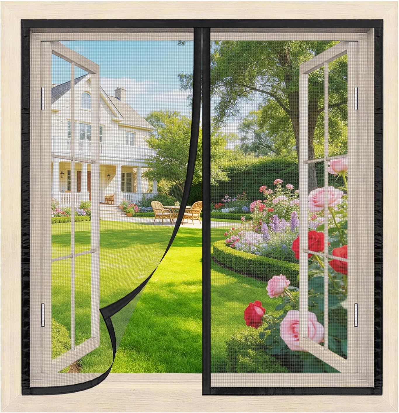 Fenster-moskitonetz – 1 Stück – Synthetisches Netzgewebe – Magnetverschluss – Kein Bohren Erforderlich – 120 X 120 Cm, Schwarz
