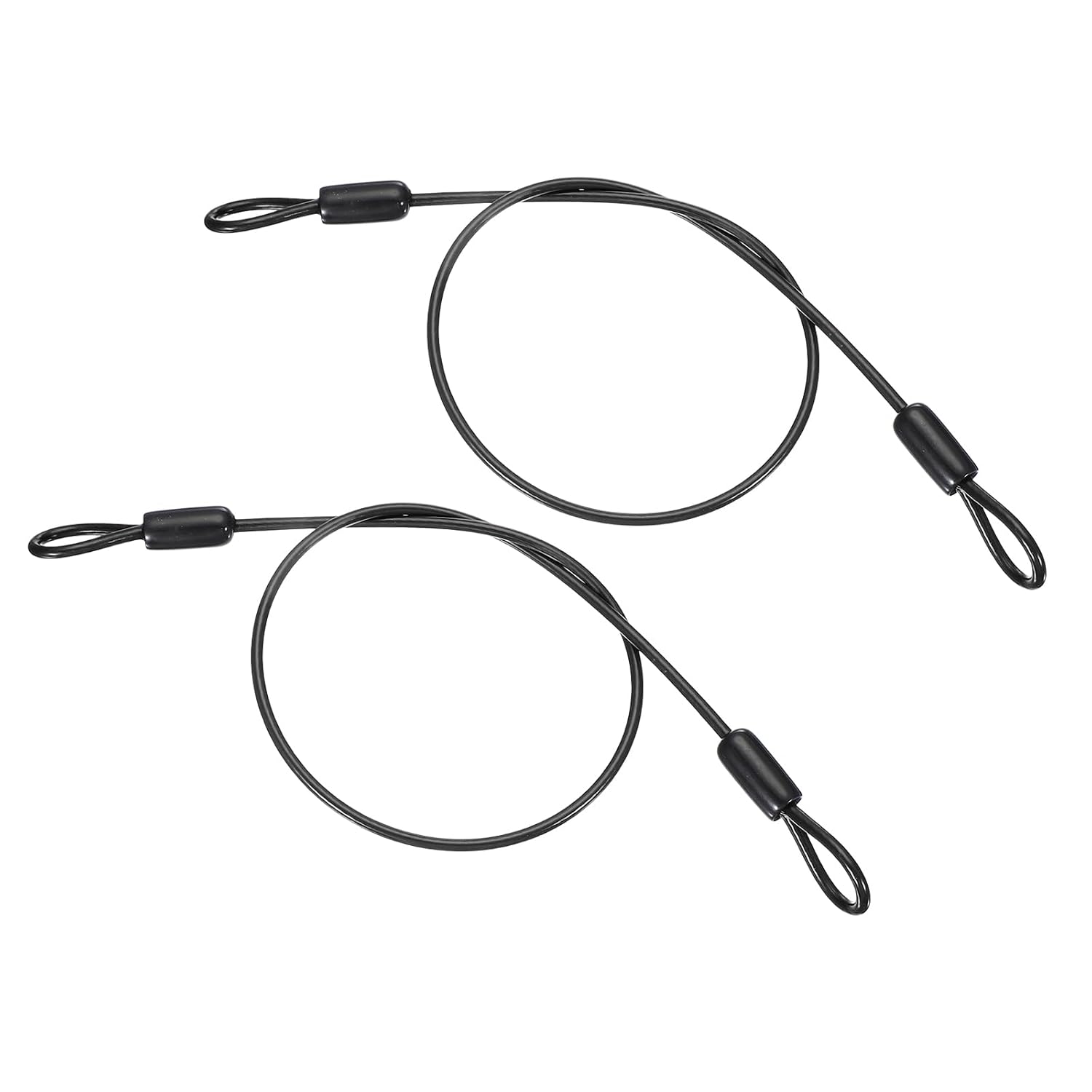 Sicherheitskabel – 2 Stück – Edelstahl Und Vinyl – Doppelschlaufe – Für Vorhängeschlösser Und Gepäck – Schwarz, 50 Cm