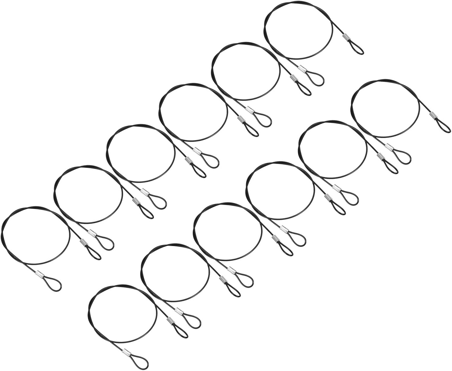 Sicherheitskabel – 8 Stück – 2 Mm Edelstahl – Doppelschlaufe – Fahrradgepäckbeleuchtung – Schwarz, 0,5 M