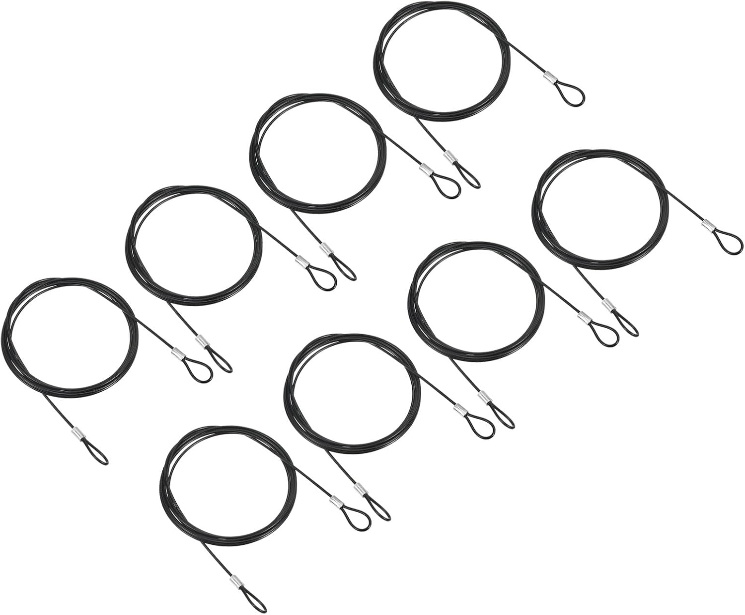 Sicherheitskabel – 8-teilig – Edelstahl – Doppelschlaufe – Für Beleuchtung Und Gepäck – Schwarz, 2 M