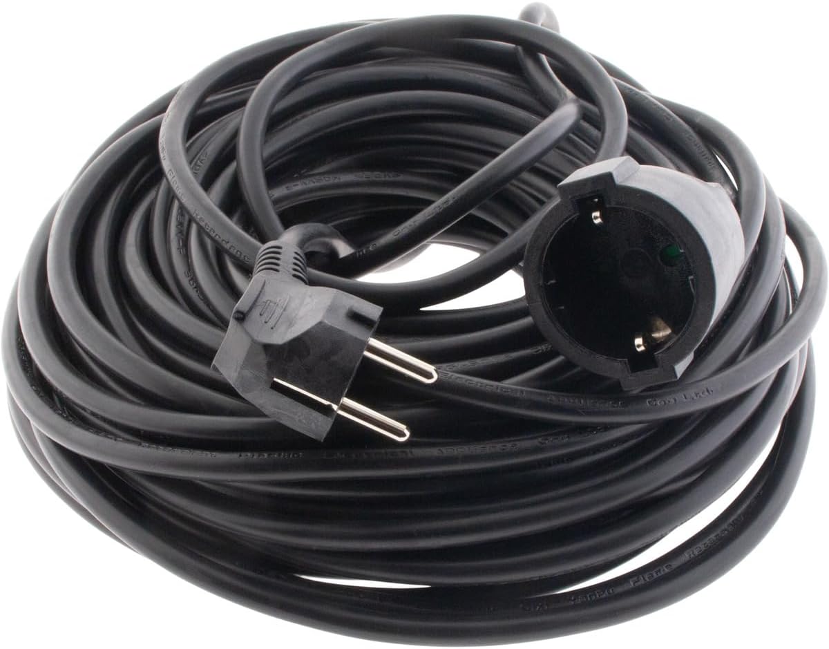 Schuko-verlängerungskabel – 25 M – H05vv-f 3g 1,5 Mm² Kabel – 3680 W – Für Den Innenbereich – Schwarz