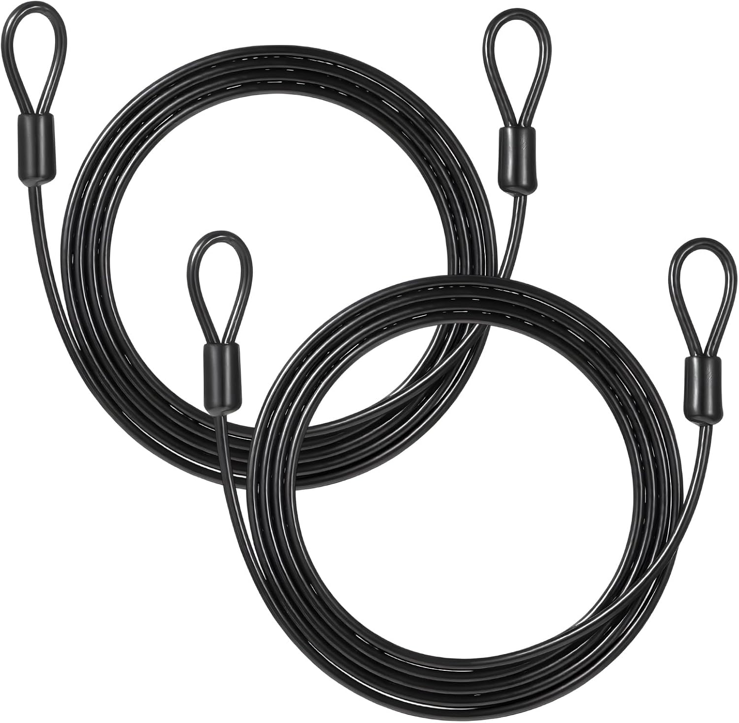Stahlseil – 2er-pack – Pvc-beschichteter Stahl – Fahrrad-/anhängerschloss – Schwarz – 4 Mm X 2 M