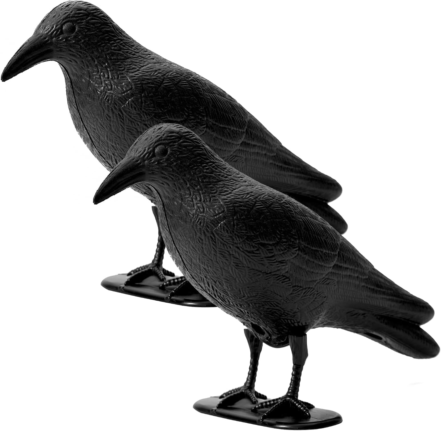 Krähe – 2 Stück – Kunststoff – Vogelscheuche – Balkon, Dach, Garten – Schwarz, 26 Cm