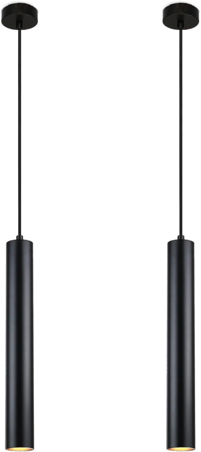 Pendelleuchten – 2er-set – Aluminium – Gu10-fassung – 120 Cm Verstellbares Kabel – Schwarz – 40 Cm