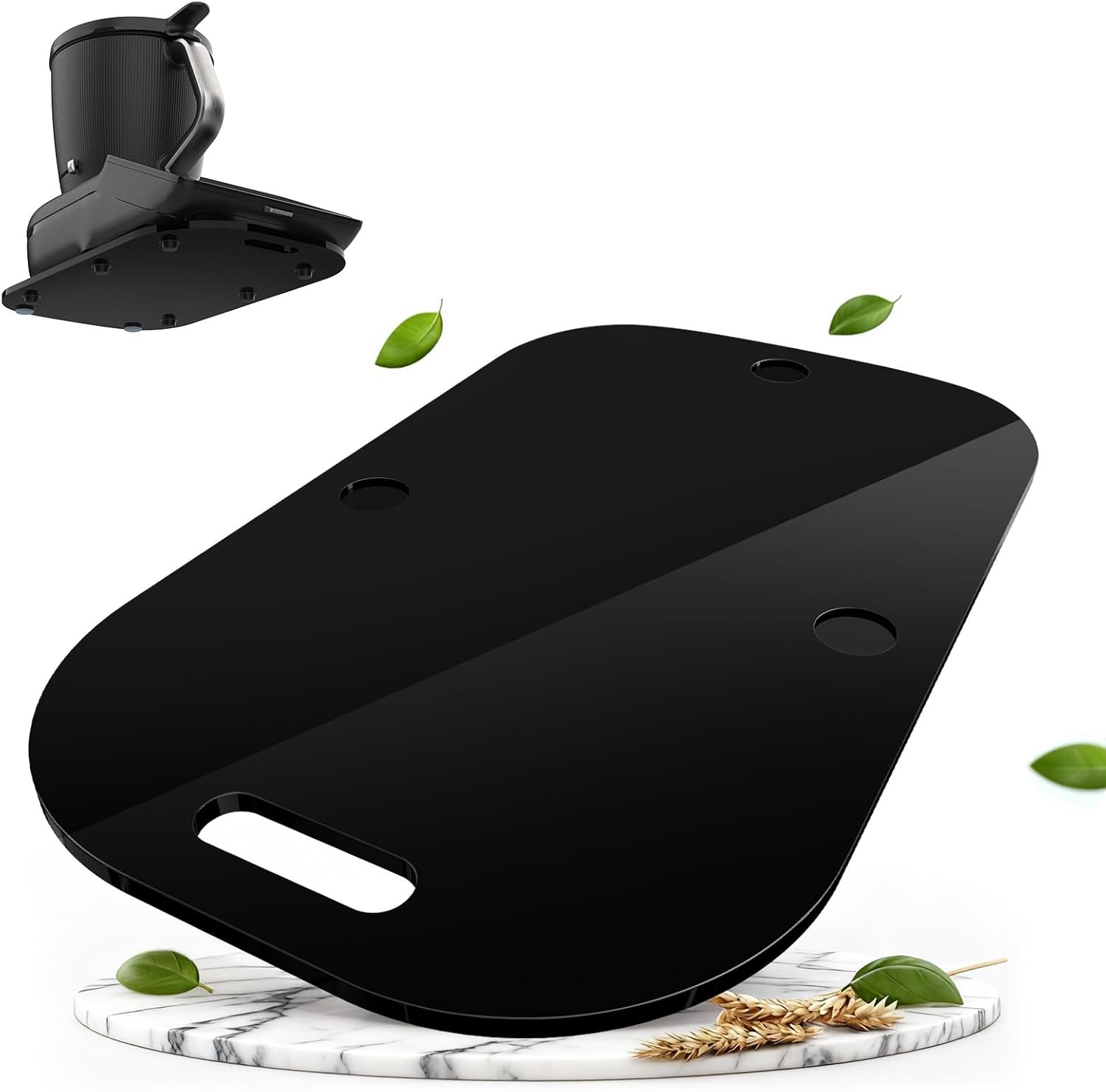Gleitbrett Für Thermomix Tm7 – Schwarzes Acryl – 360°-teflonpads – Arbeitsplattenschutz