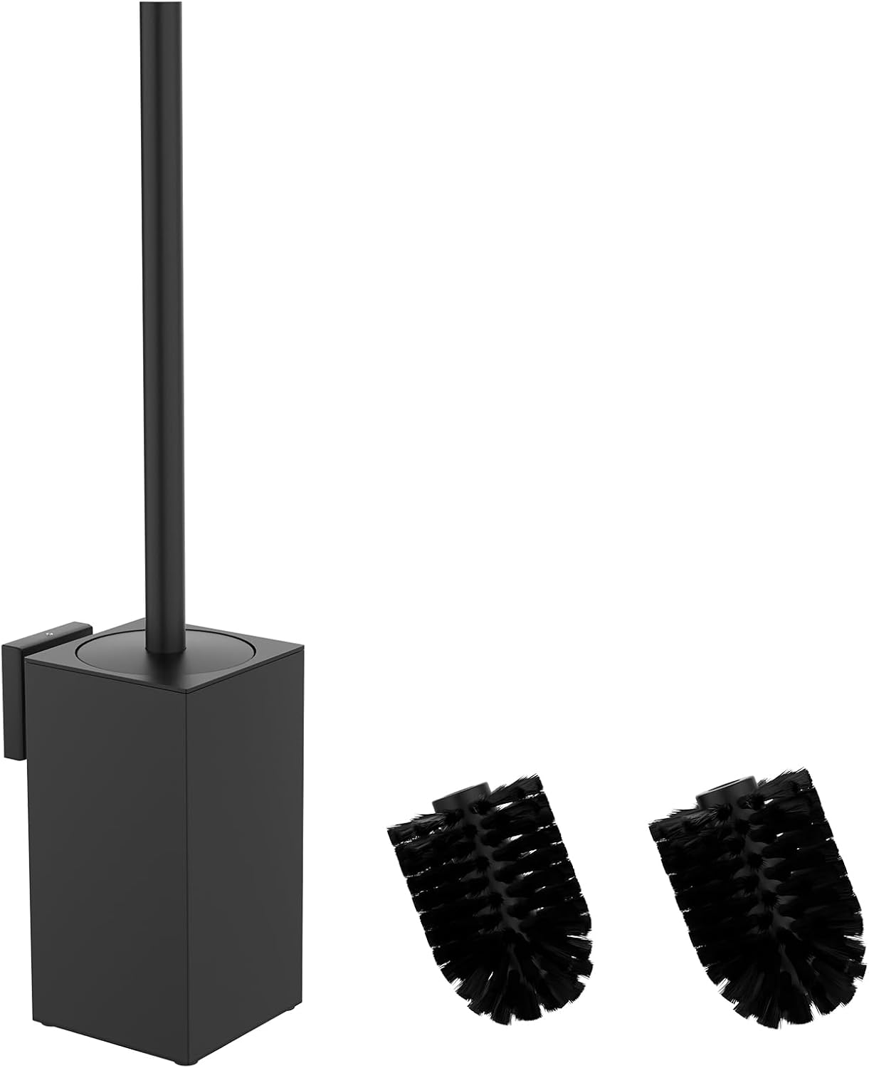 Wc-bürste – 2 Bürstenköpfe – Edelstahl 304, Schwarz – Wandmontage – Badezimmer