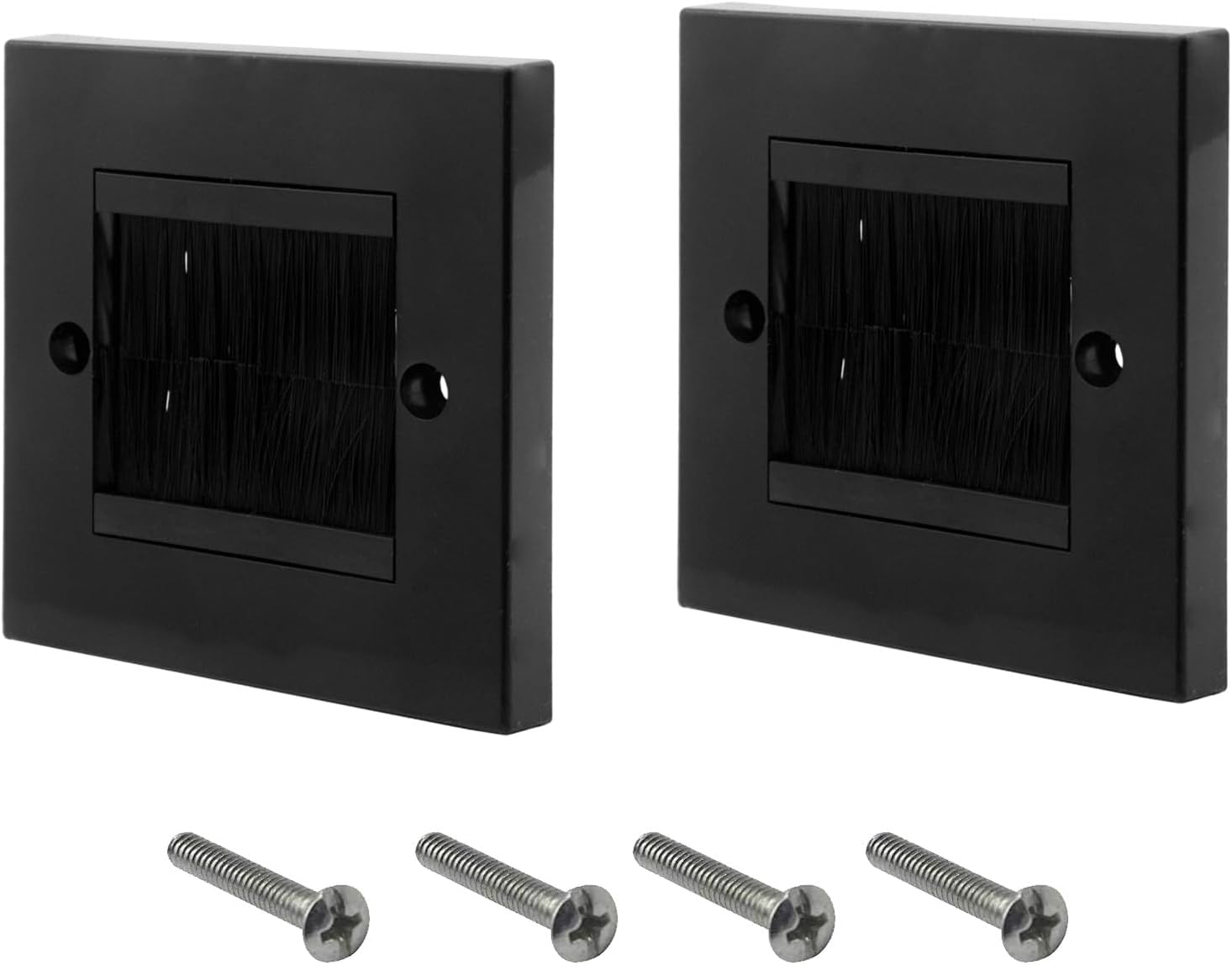 Kabelbürstenplatte – 2 Stück – Schwarzes Abs – Rechteckige Wandsteckdose – Kabelmanagement Für Tv-audiokabel – 85 X 85 Mm