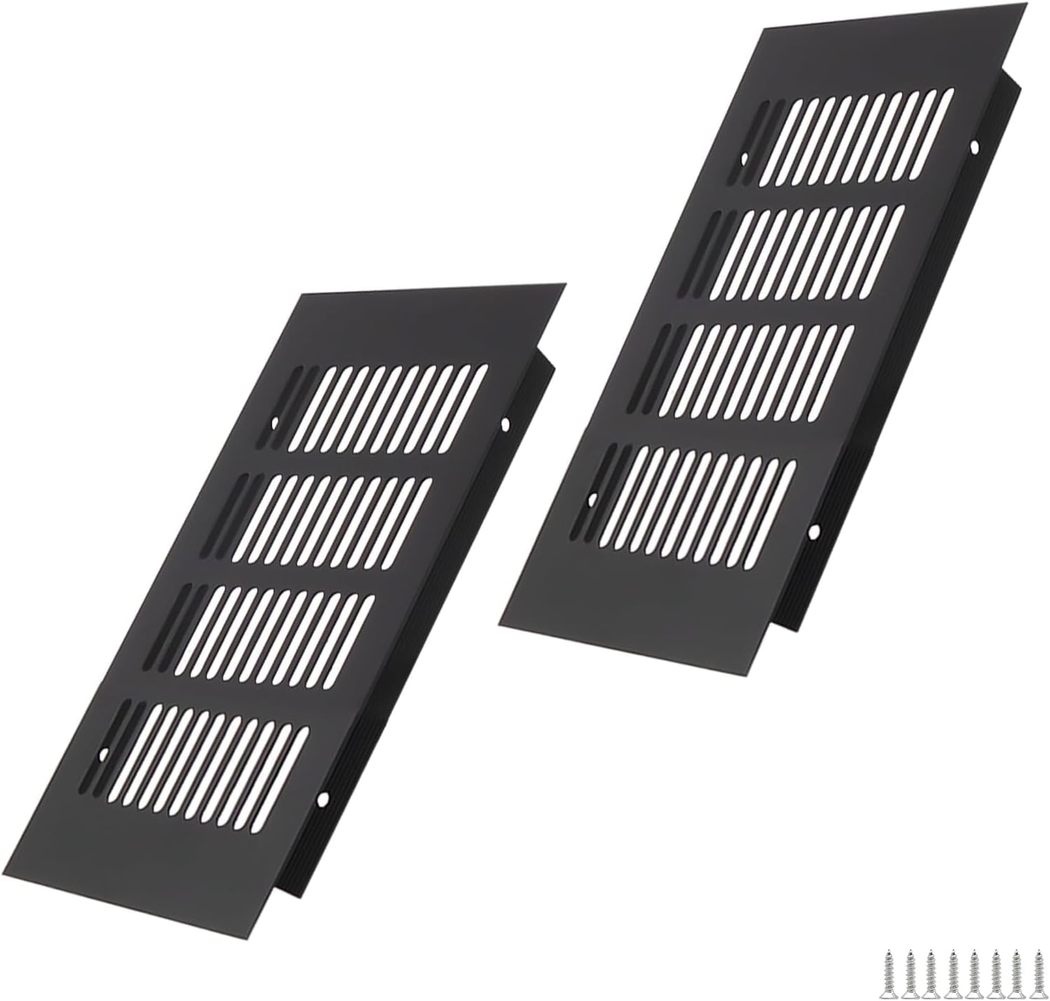 Lüftungsgitter – 2er-set – Aluminium – Schwarz – 200 X 100 Mm – Für Schrank Und Tür