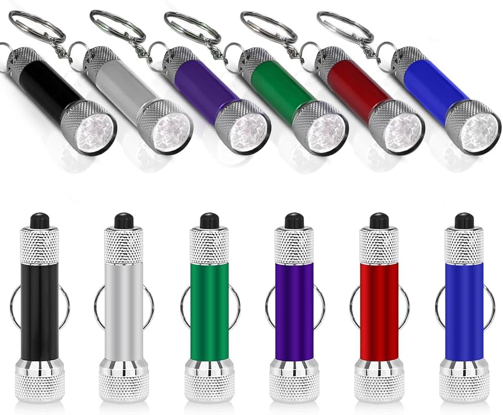 Taschenlampe – 12 Stück – Aluminium – Tragbare Led – Notfall-taschenlampe Für Kinder Beim Camping – 7 Cm, Schwarz