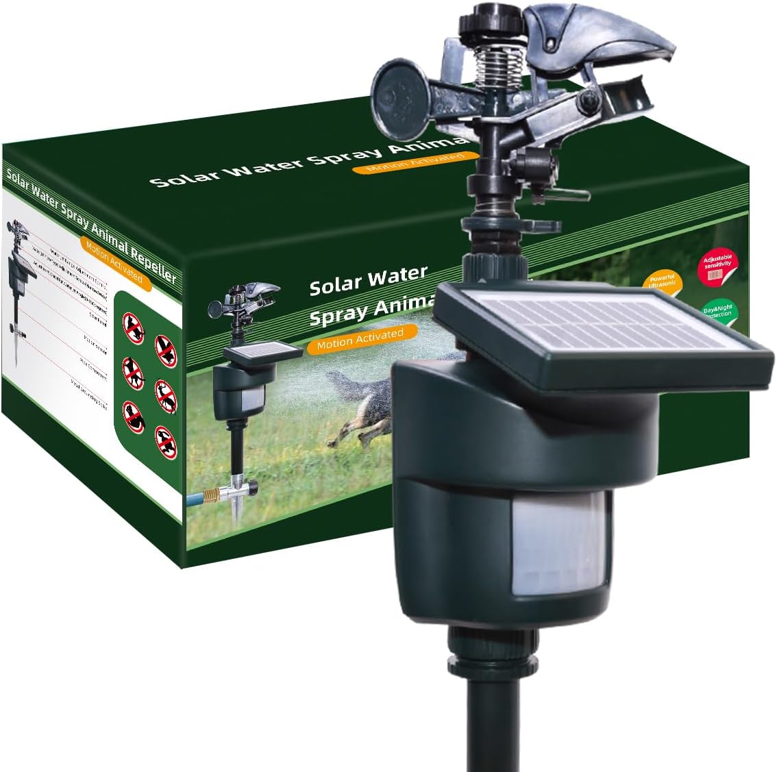 Wasserabweisender Sprinkler – 1 Stück – Kunststoff Und Metall – Tag- Und Nachterkennung – Garten Und Hof – Schwarz