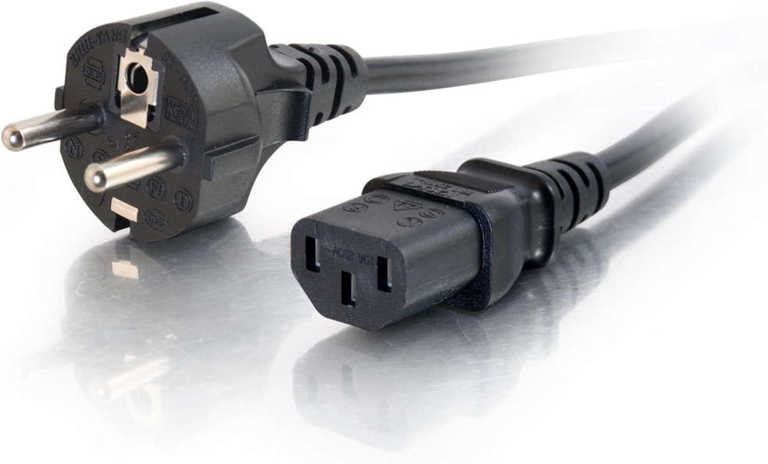 Netzkabel – 1 Stück – Schwarzes Pvc – 2 M Iec C13 Auf Schuko – Pc Und Haushaltsgeräte