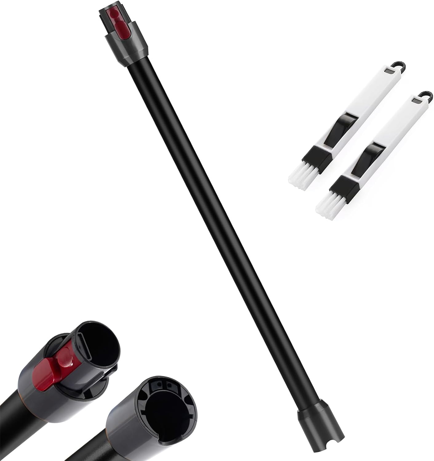 Verlängerungsrohr Kompatibel Mit Dyson V7, V8, V10, V11 Und V15 – 1 Stück – Robustes Kunststoff – Teleskopierbar Mit 2-in-1-bürste – Reinigung Von Decken Und Ecken – Schwarz