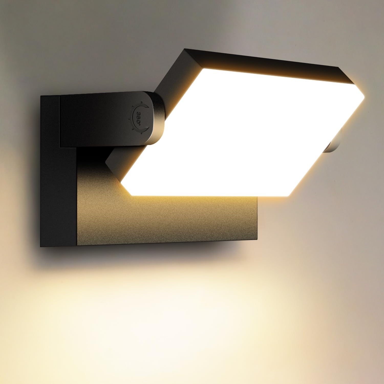 Außenwandleuchte – 1 Stück – Schwarzes Aluminium – 360° Schwenkbar, Schutzart Ip65 – Für Garten, Terrasse Oder Eingang – 40 W, 3000 K