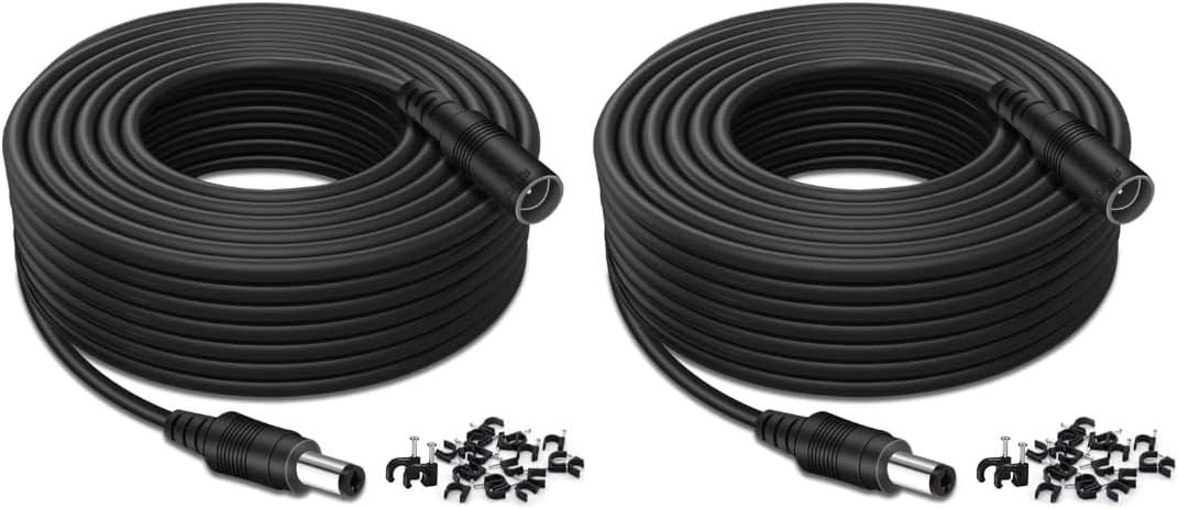 12v Dc-verlängerungskabel - 2er-pack - 10 M Schwarz - 2,1 X 5,5 Mm Stecker - Für Überwachungskameras
