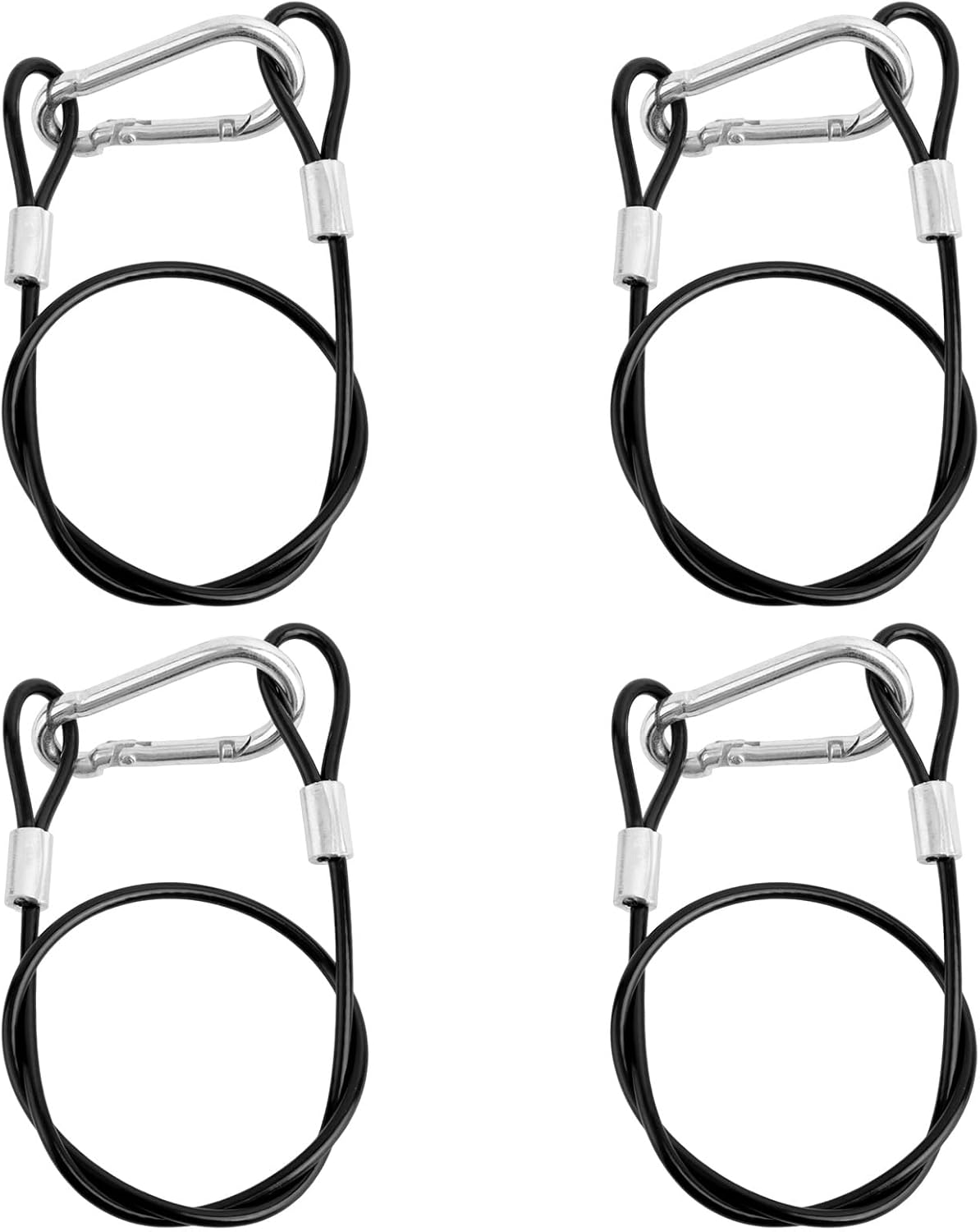 Aufhängekabel – 4er-set – Verzinkter Stahl Und Pvc – Flexible Gurte Mit Karabinerhaken – Für Futter- Und Pflanzgefäße – Schwarz, 46 Cm