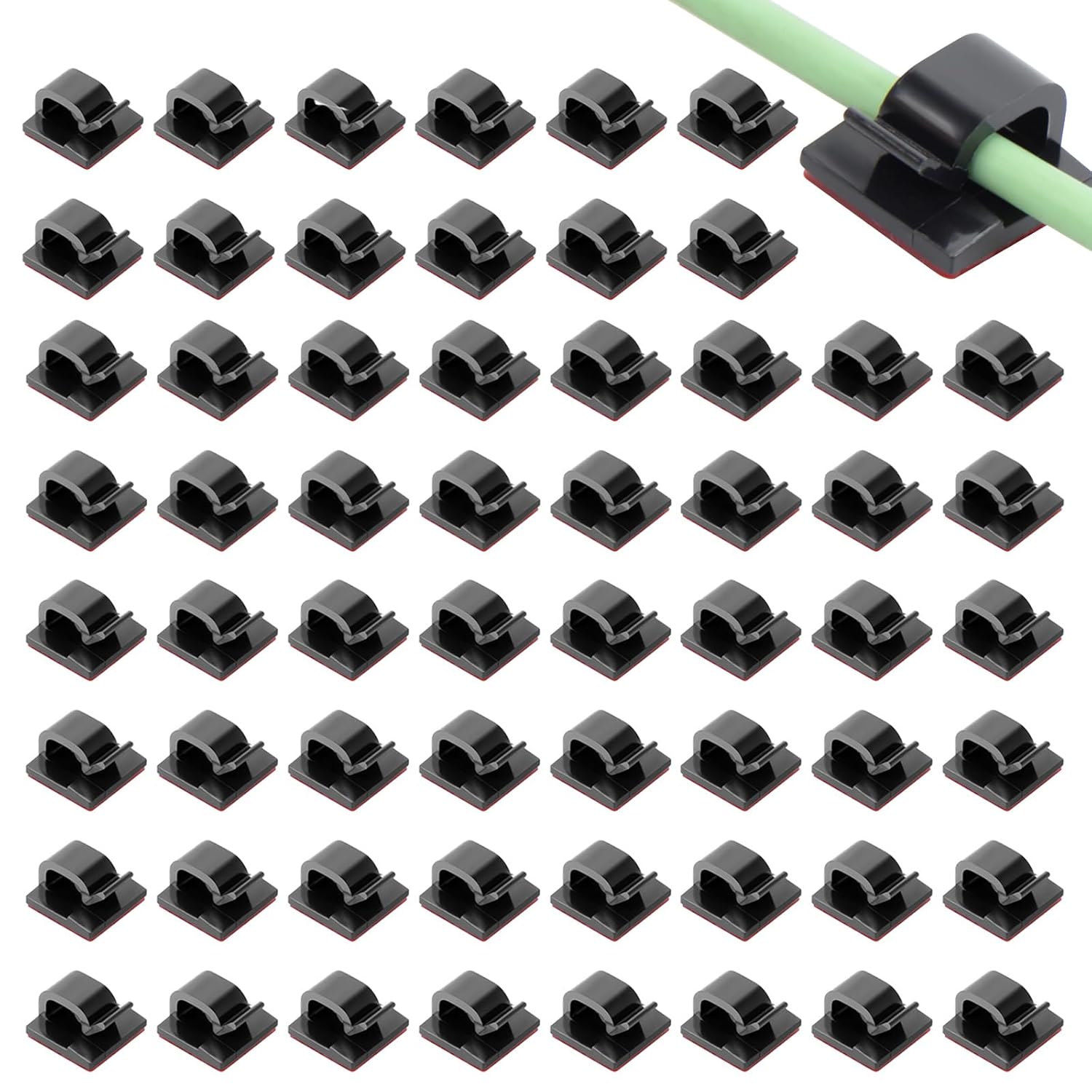 60 Selbstklebende Kabelclips – 60er-pack – Schwarzer Kunststoff – Kein Bohren Erforderlich – Für Zuhause Und Büro – 1,4 X 1,4 Cm