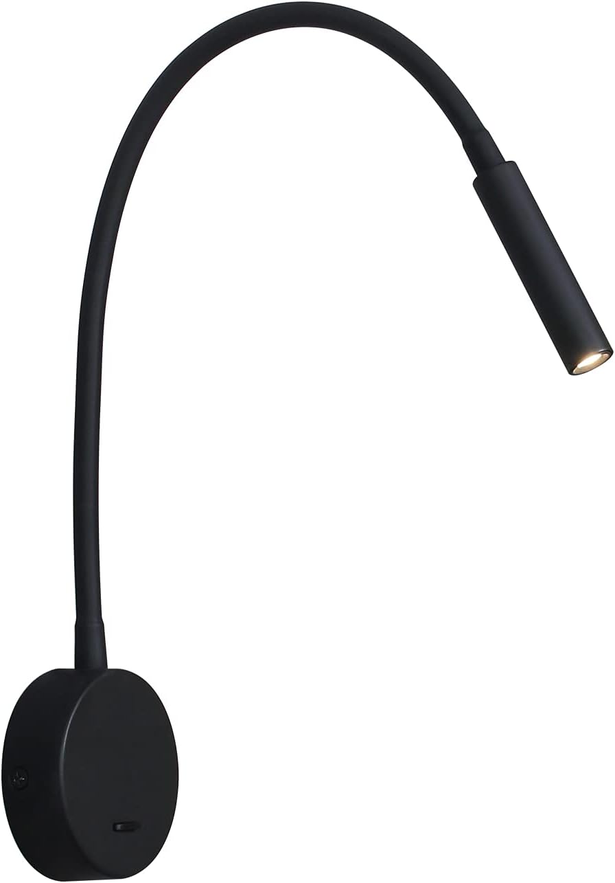 Schwarze Led-wandleuchte – 1 Stück – Metall Und Aluminium – 360° Flexibler Arm – Leselampe Für Schlaf- Oder Wohnzimmer – Mattschwarz