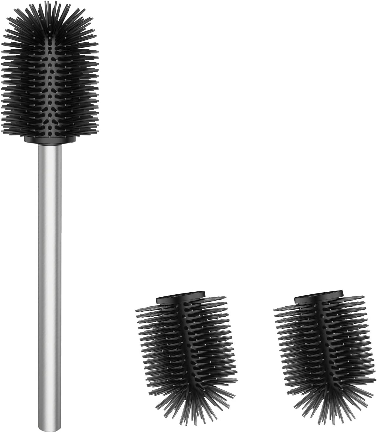 Silikon-wc-bürste – 3 Bürstenköpfe – Edelstahl 304 – Effektive Reinigung – Modernes Badezimmer – 7 Cm Durchmesser