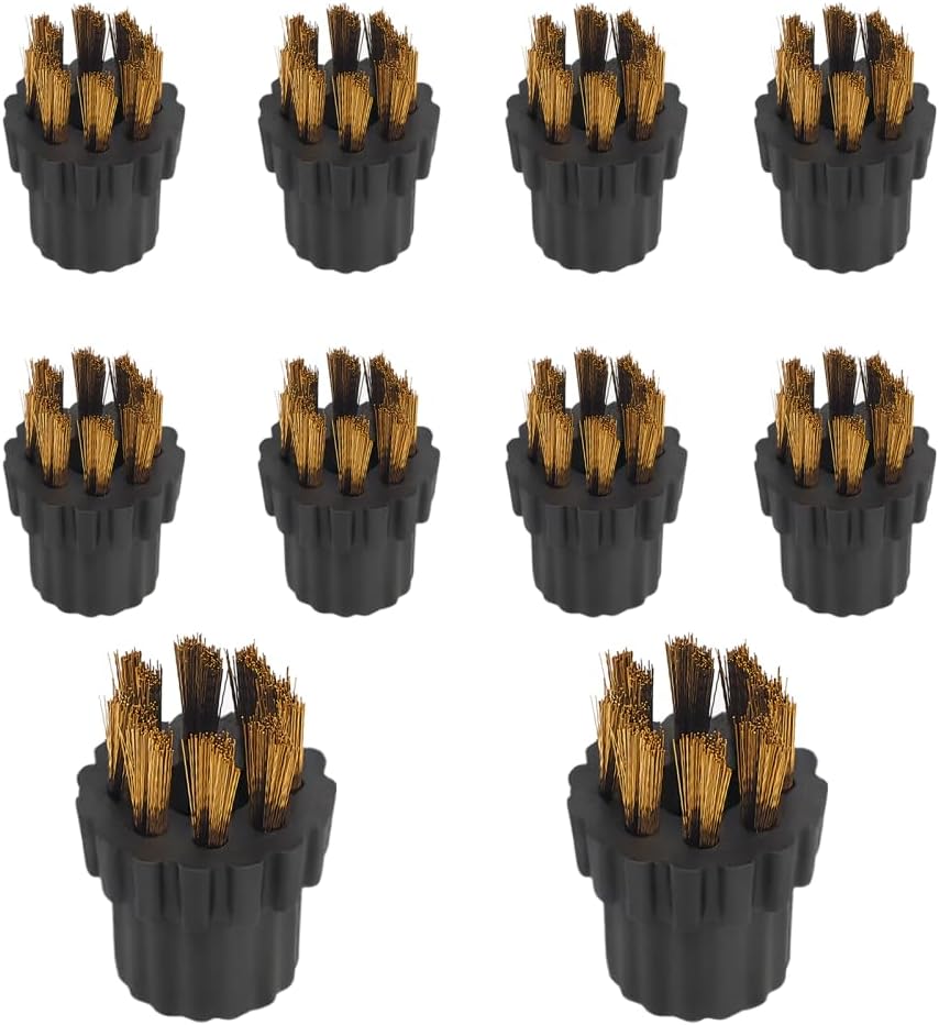 Dampfbürstenköpfe – 10 Stück – Nylon, Kupfer, Stahl – Reinigung Von Fugen Und Ecken – Bad, Küche – Schwarz, 4 X 3,5 Cm