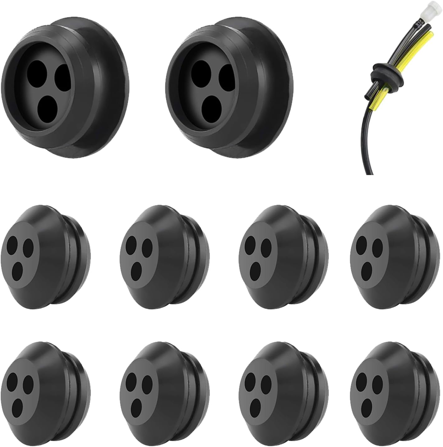 Kraftstofftankdichtungen – 10 Stück – Schwarzer Gummi – 3-loch-dichtung – Rasenmäher/freischneider – 25 Mm