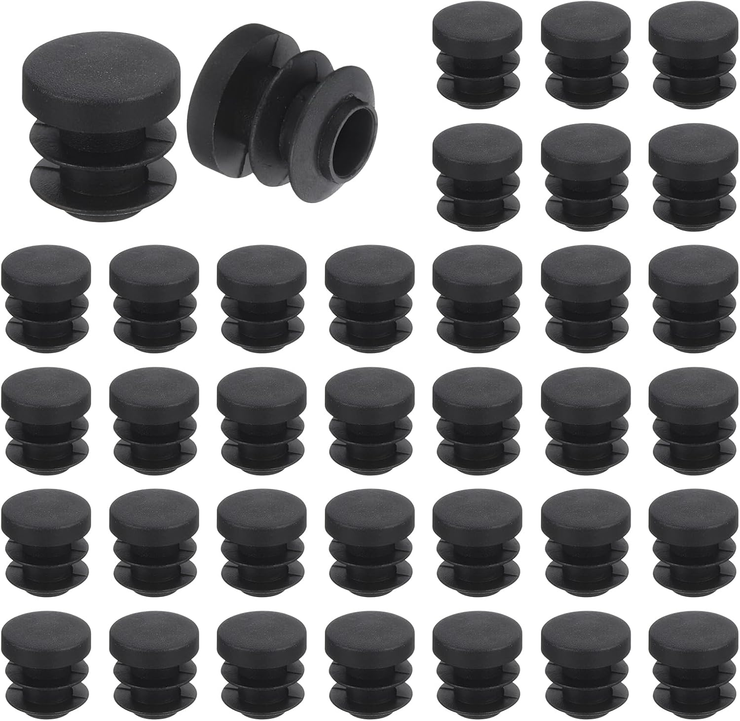 Runde Rohrkappen – 36 Stück – Schwarzer Pe-kunststoff – Rutschfest – Für Möbel- Und Stuhlbeine – 14 Mm