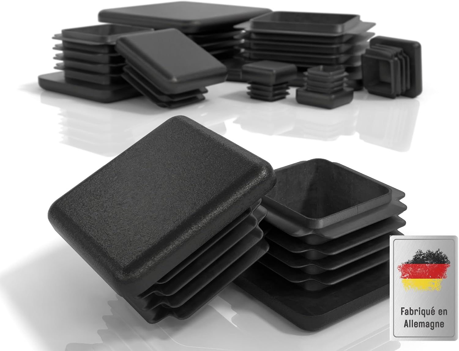 Quadratische Endkappen 40 X 40 Mm – 4er-pack – Robustes Pe-kunststoff – Schützt Böden Und Metallrohre – Für Stühle, Tische Und Regale – Schwarz