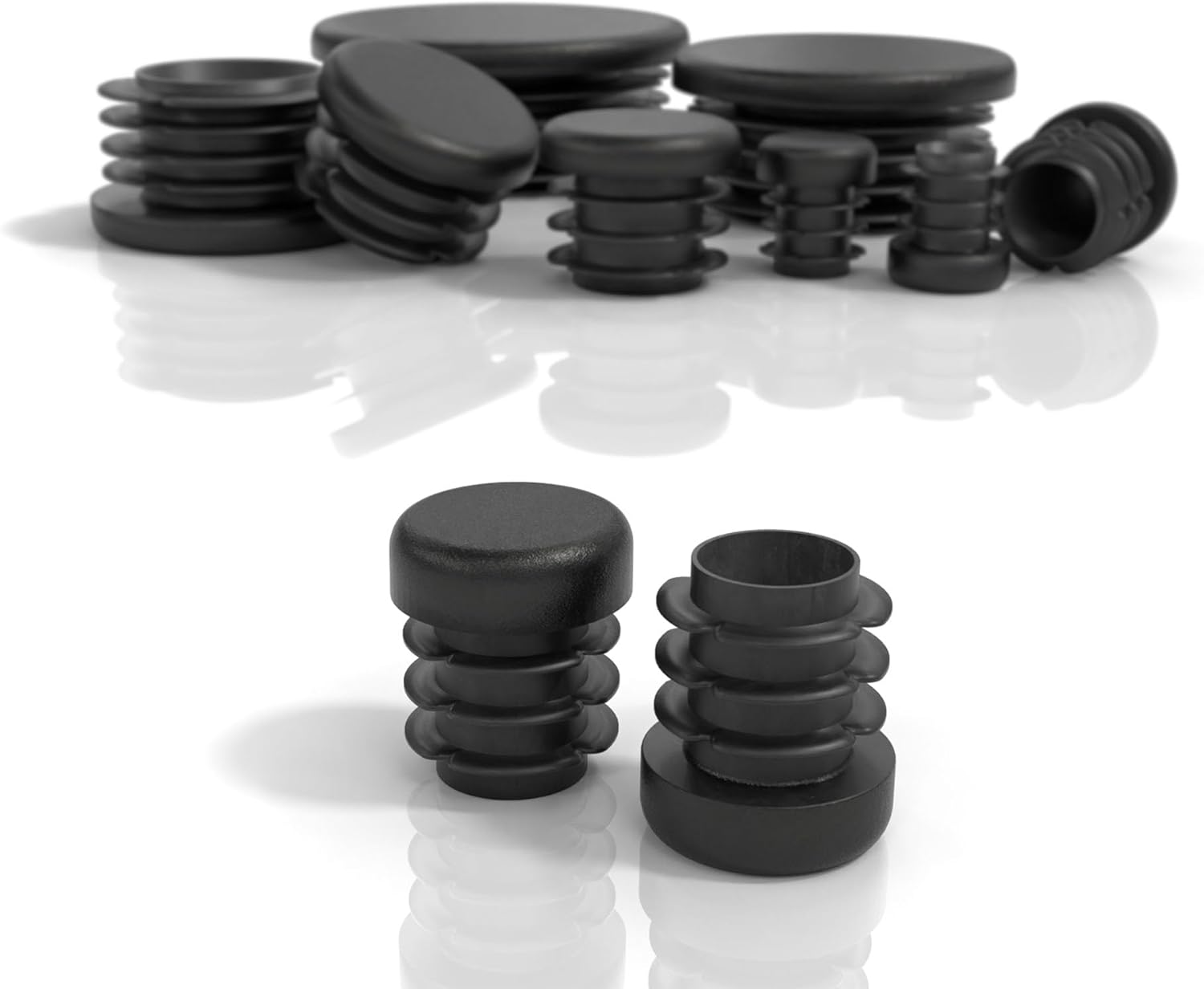 13-mm-rundkappen – 4er-pack – Schwarzes Polyethylen – Boden- Und Rohrschutz – Für Stühle, Tische Und Regale – 13 Mm Durchmesser