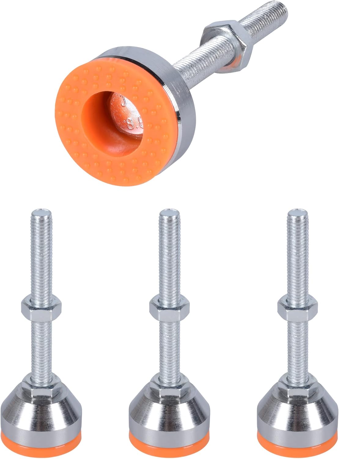 4 Verstellbare Füße M10 – Kohlenstoffstahl Und Gummi – Präzise Nivellierung Und Geräuschdämpfung – Für Tische Und Maschinen – Ø 40 Mm X 80 Mm
