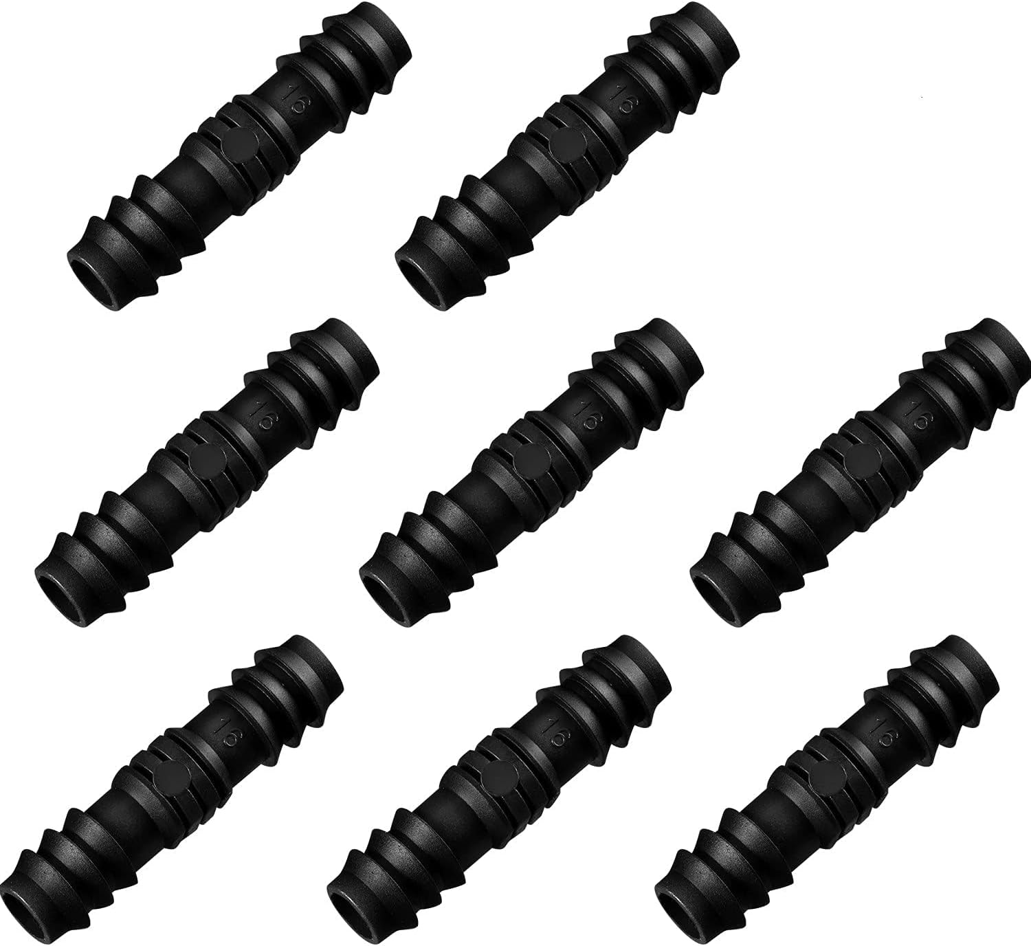 8 Schwarze 16-mm-schlauchverbinder Aus Kunststoff Mit Widerhaken Für Tropfbewässerung, Garten Und Waschen