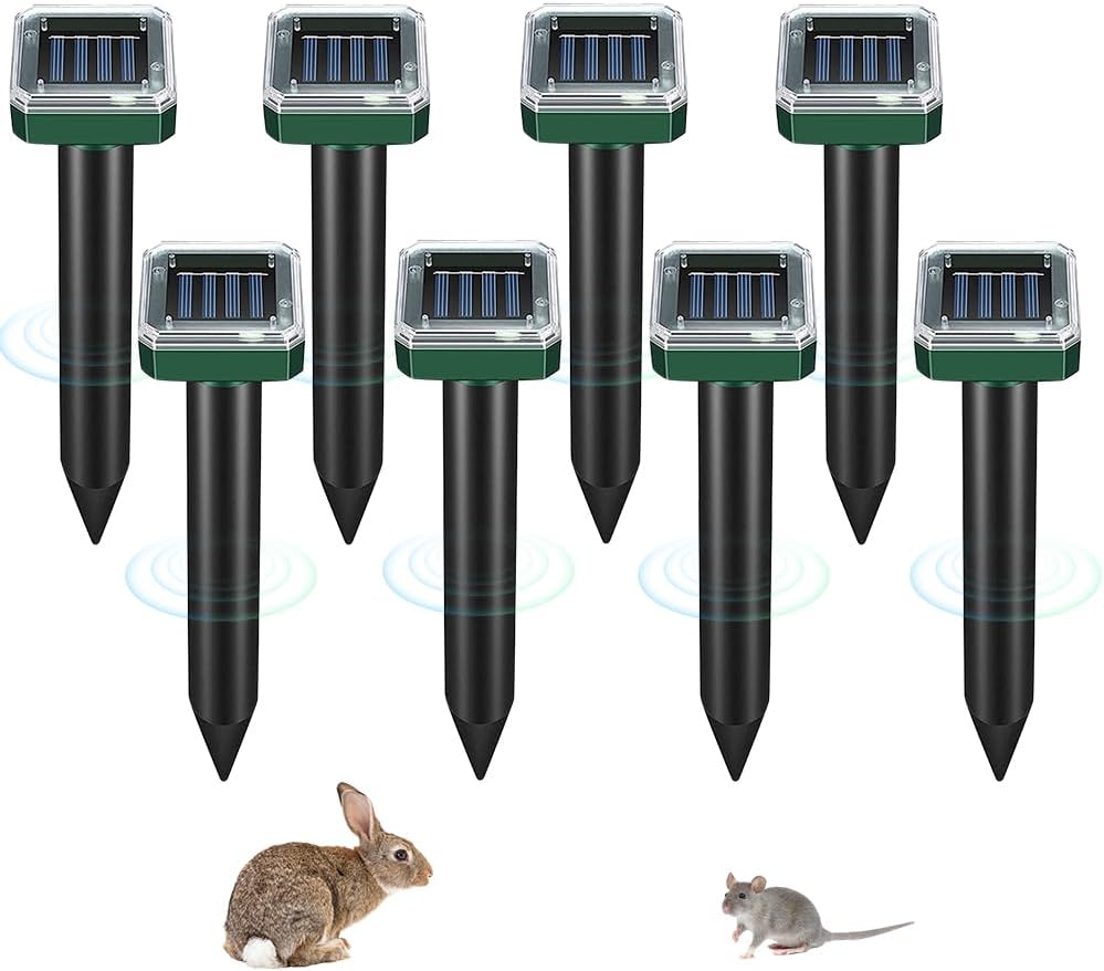 Solarbetriebener Maulwurfsabwehrer – 8 Stück – Robustes Abs – Ultraschall- Und Vibrationsfunktion – Schutz Für Garten Und Rasen – Wasserdicht Gemäß Ip65