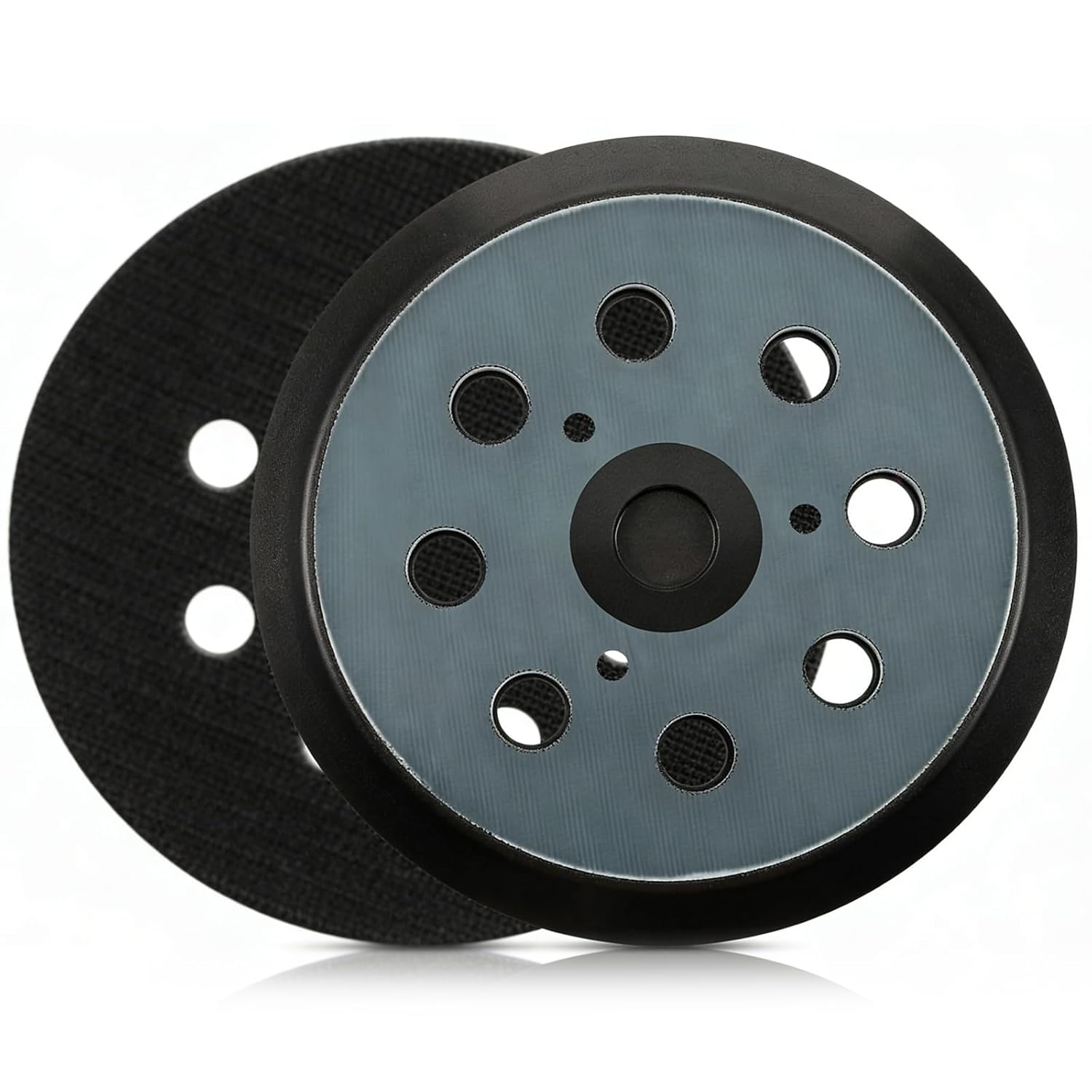 2 Schleifpads 125 Mm – 8-loch-klettverschluss – Hohe Festigkeit – Für Exzenterschleifer Auf Holz Und Metall – Schwarz
