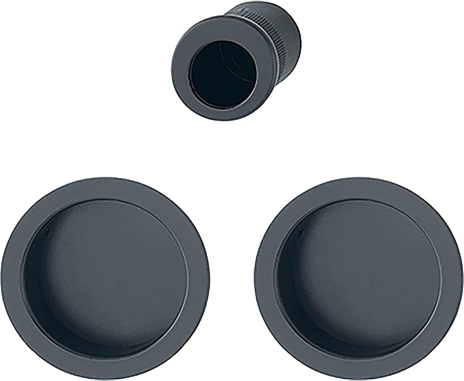 Set Mit 2 Runden Rosetten Mit Sterngriff – Aluminium Mattschwarz – Für Schiebetüren – Modernes Design – Durchmesser 59 Mm