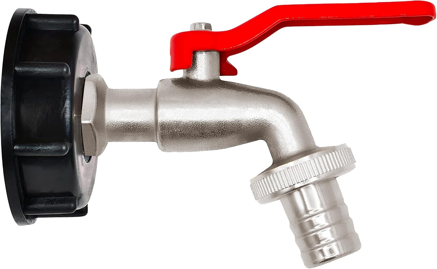 Ibc-ablassventil – 1 Stück – Verchromter Stahl Und Schwarzes Pe – S60x6- Und 3/4"-gewinde – Für Lagertanks – Matt