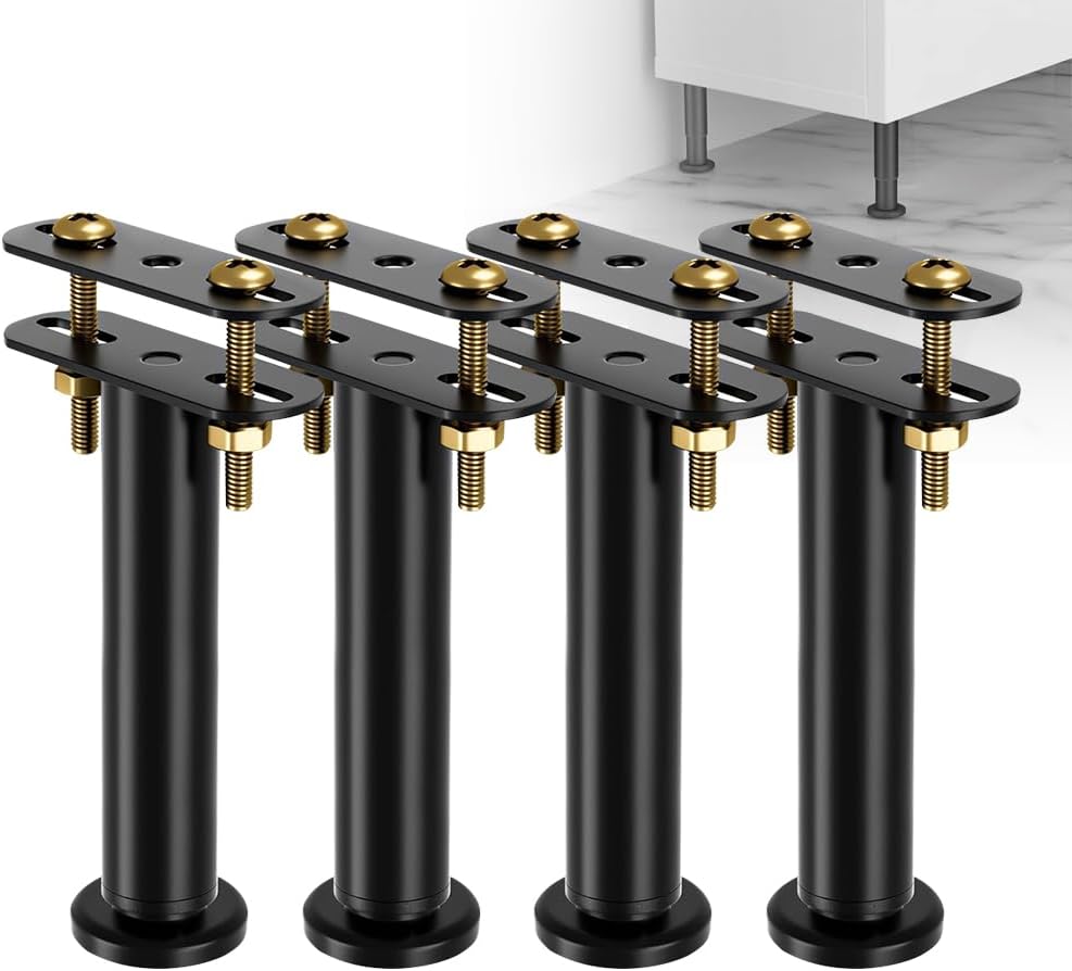 Verstellbare Bettfüße – 4er-set – Robuster Stahl – Mittelstütze 18 Bis 32 Cm – Bettgestellverstärkung – Schwarz