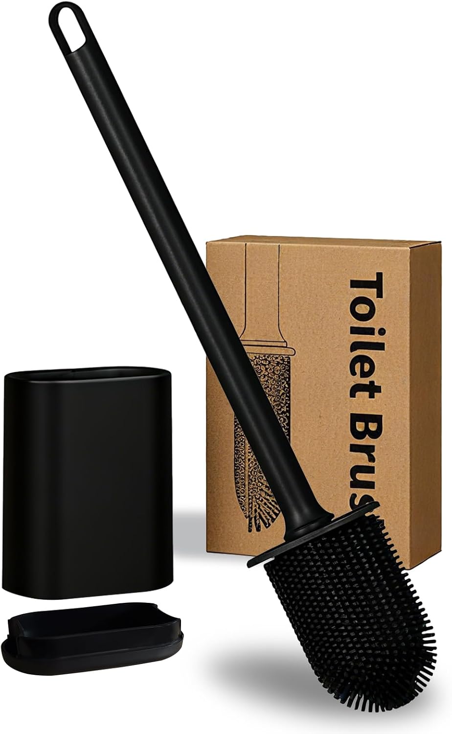 Wandmontierte Wc-bürste – 1 Stück – Mattschwarzes Silikon – Flexibler Bürstenkopf Und Schnelltrocknend – Für Kleine Badezimmer – 9 Cm Breit
