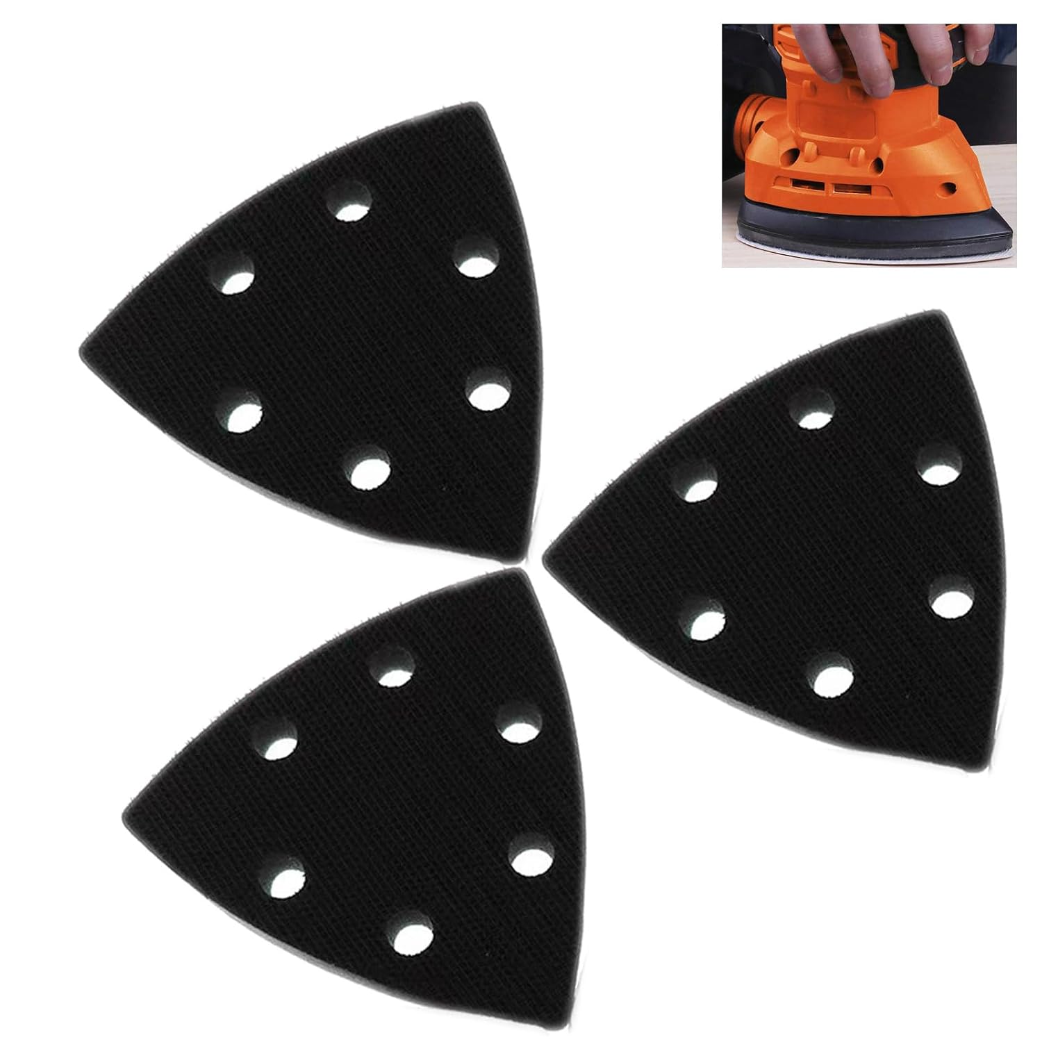 3 Dreieckige Schleifpads – 93 X 93 X 93 Mm – Strapazierfähiger Schaumstoff – 6 Staubablasslöcher – Für Delta-schleifmaschinen – Für Heimwerker Und Profis