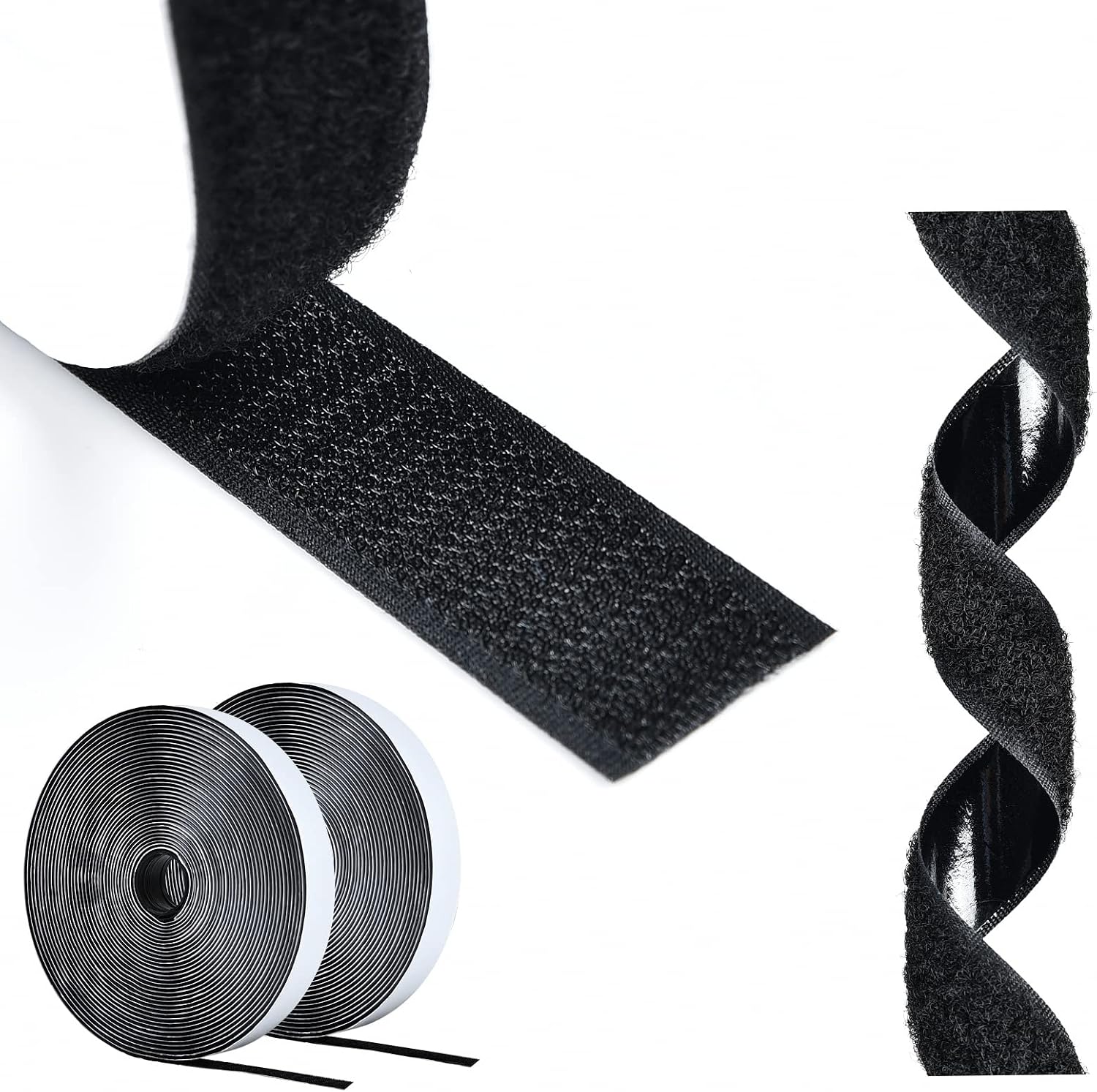 Doppelseitiges Klettband – 2 Rollen À 5 M – Nylon Und Polyester – Stark Klebend – Für Heimwerken Und Basteln – 20 Mm, Schwarz