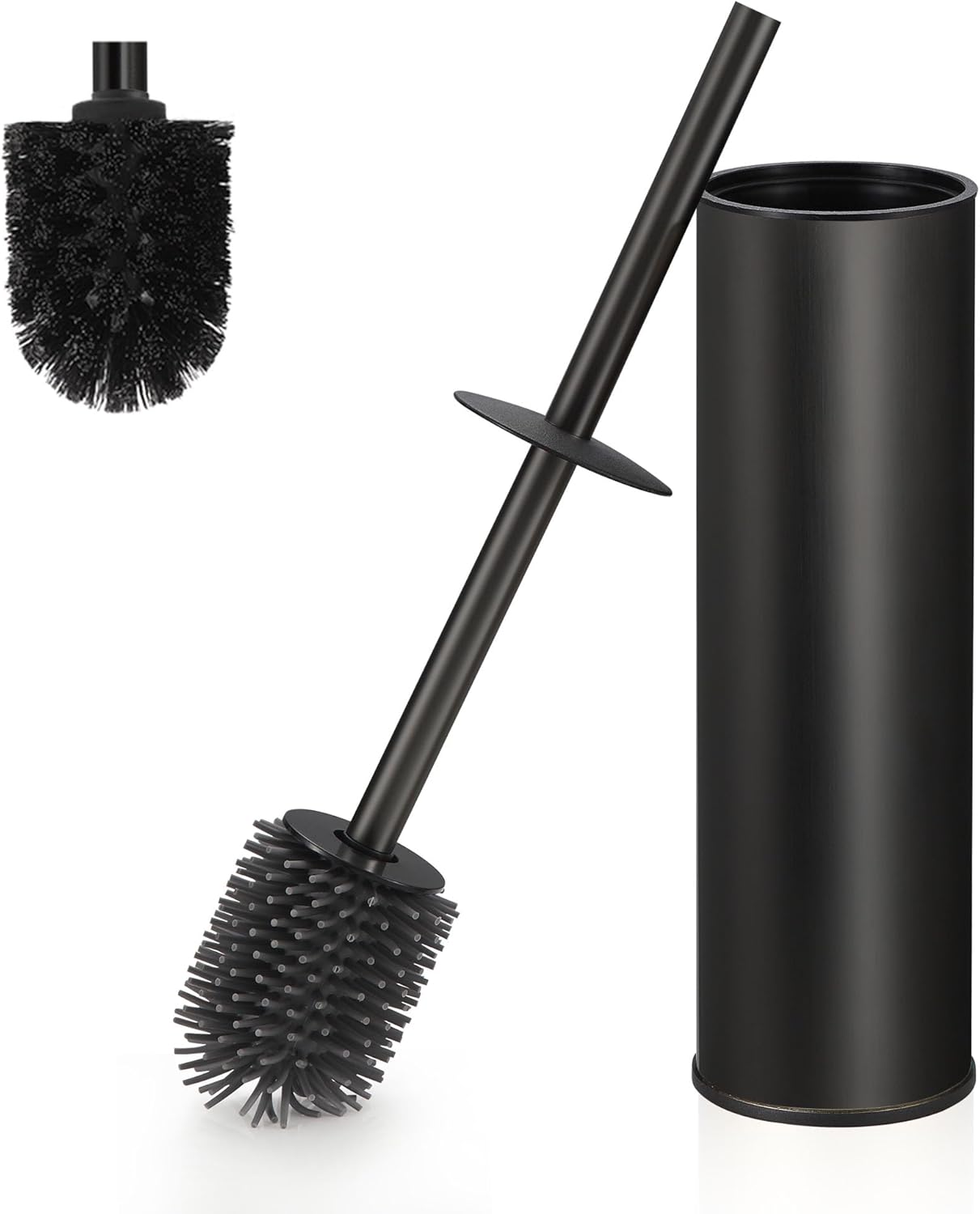 Schwarze Metall-wc-bürste – 2er-set – Stahl Und Kunststoff – Gründliche Reinigung, Tropffrei – Modernes Badezimmer – Matte Oberfläche