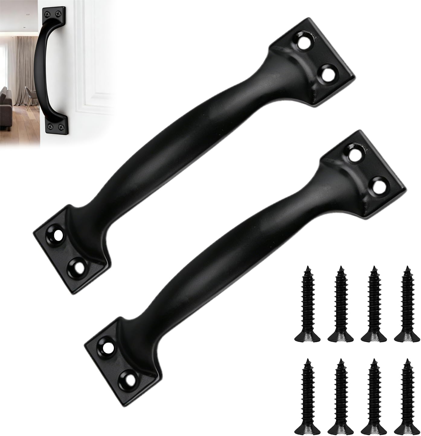 Schwarze Torgriffe – 2er-set – Robustes Gusseisen – Ergonomischer 114-mm-griff – Für Holz- Und Gartentore – Inkl. Befestigungsmaterial