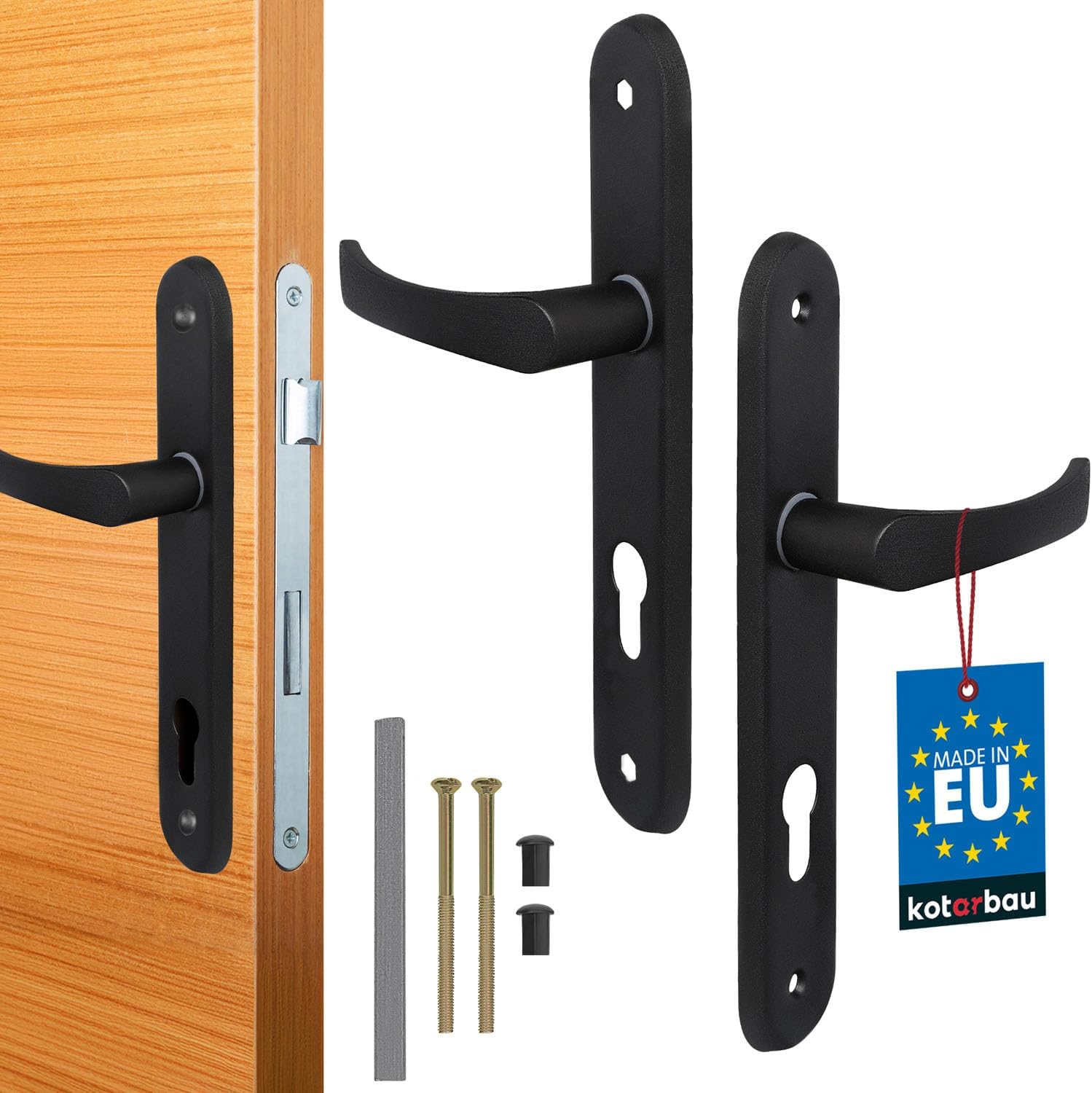 72-mm-türgriff – 2er-set – Minimalistisches Aluminium – Profilzylinder Links/rechts – Für Wohn- Und Büroräume – Schwarz
