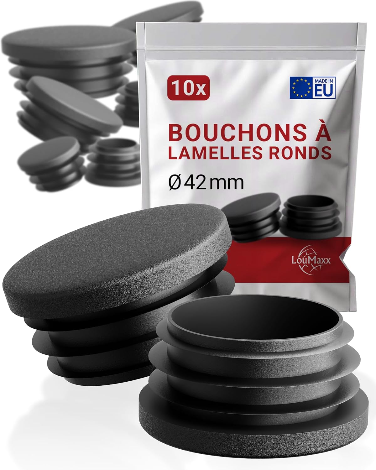 Endkappen Für Rohre Mit 42 Mm Durchmesser – 10er-pack – Robustes Schwarzes Kunststoff – Für Den Innen- Und Außenbereich Geeignet – Für Möbel Und Zäune – 42 Mm Durchmesser