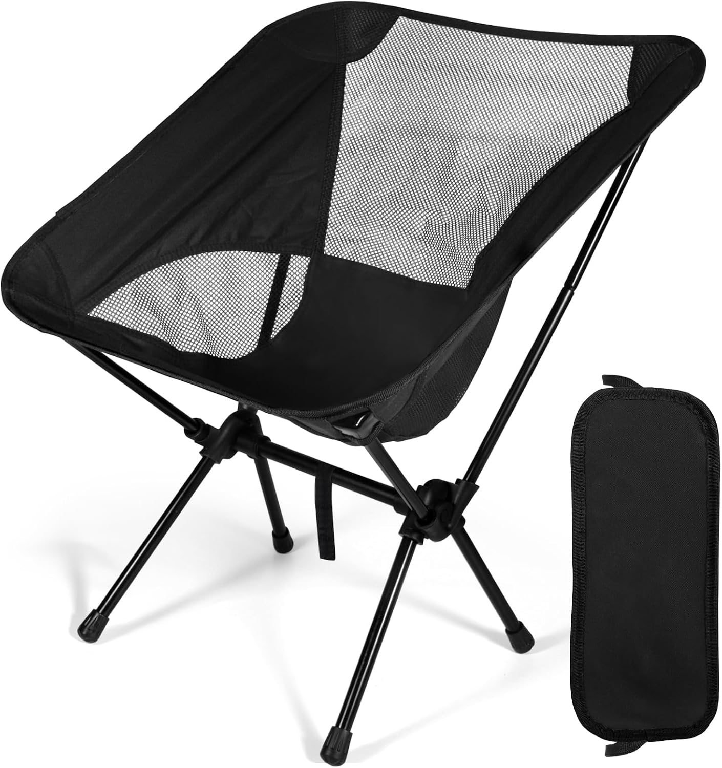 Klappbarer Campingstuhl – 1 Stück – Stahl Und 600d-gewebe – Belastbarkeit: 110 Kg – Ultraleicht – Ideal Zum Wandern, Picknicken Und Für Den Strand – Schwarz